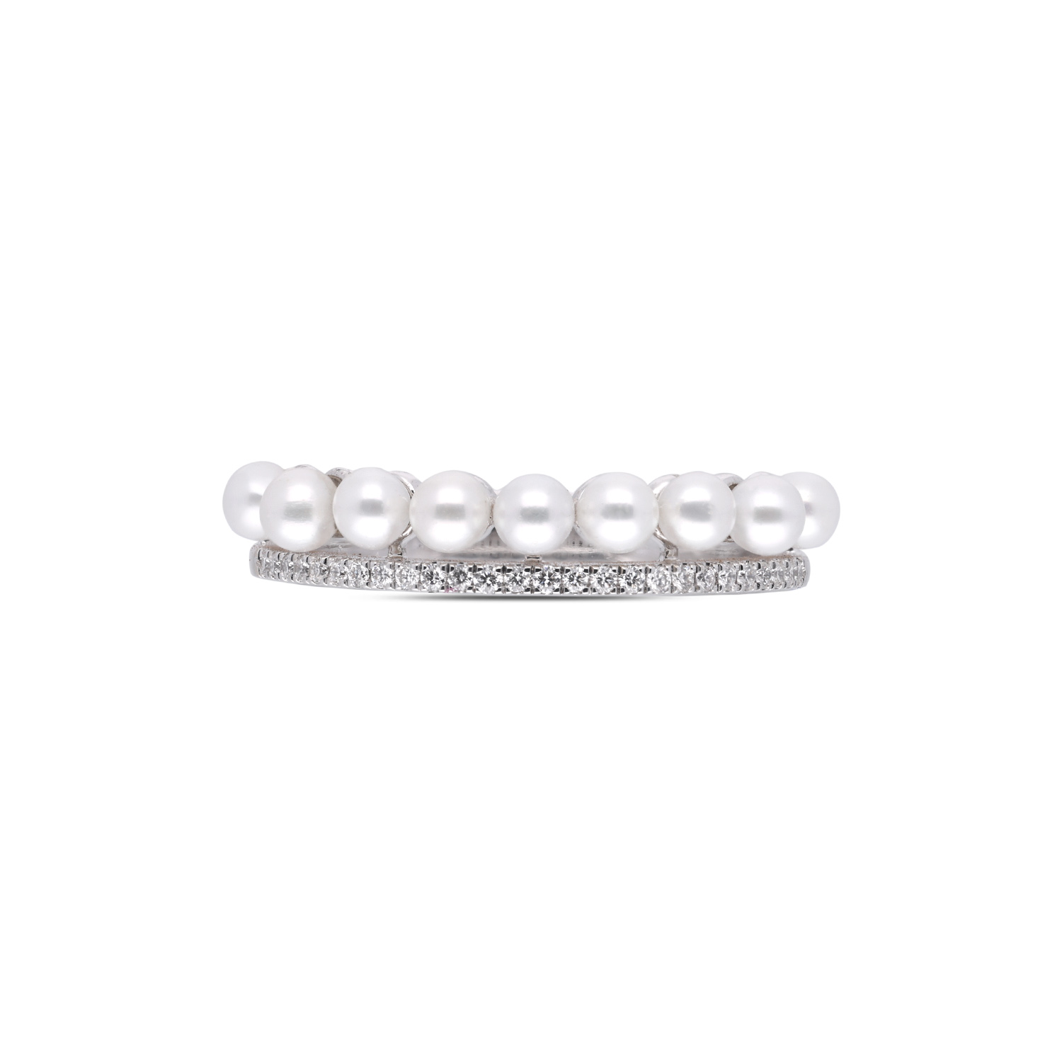 Exquisite Diamond Ring with Cultured Pearls – A Timeless Fusion of Luxury