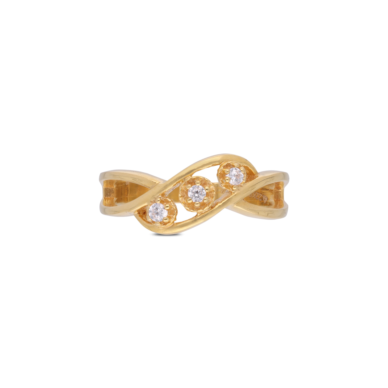 Graceful Infinity Gold Ring with White Cubic Zirconia