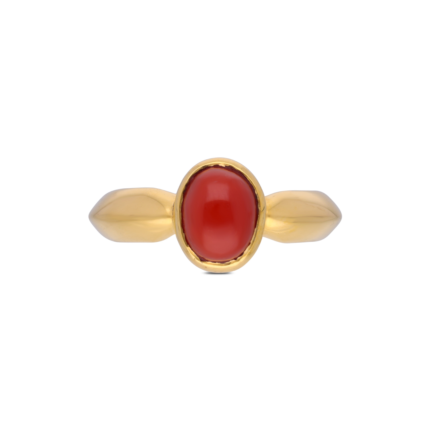 Classic Gold Ring with Vibrant Coral