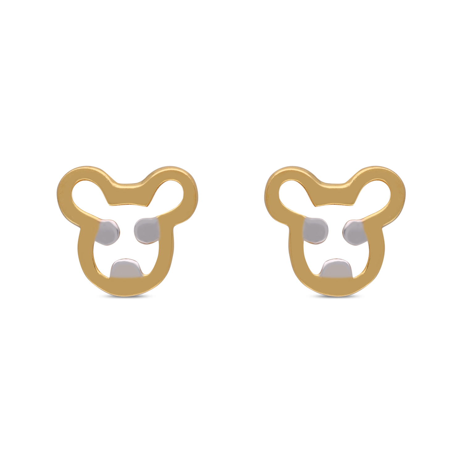 Opulent Bear Charm Gold Ear Studs – Whimsical Elegance for Little Royals