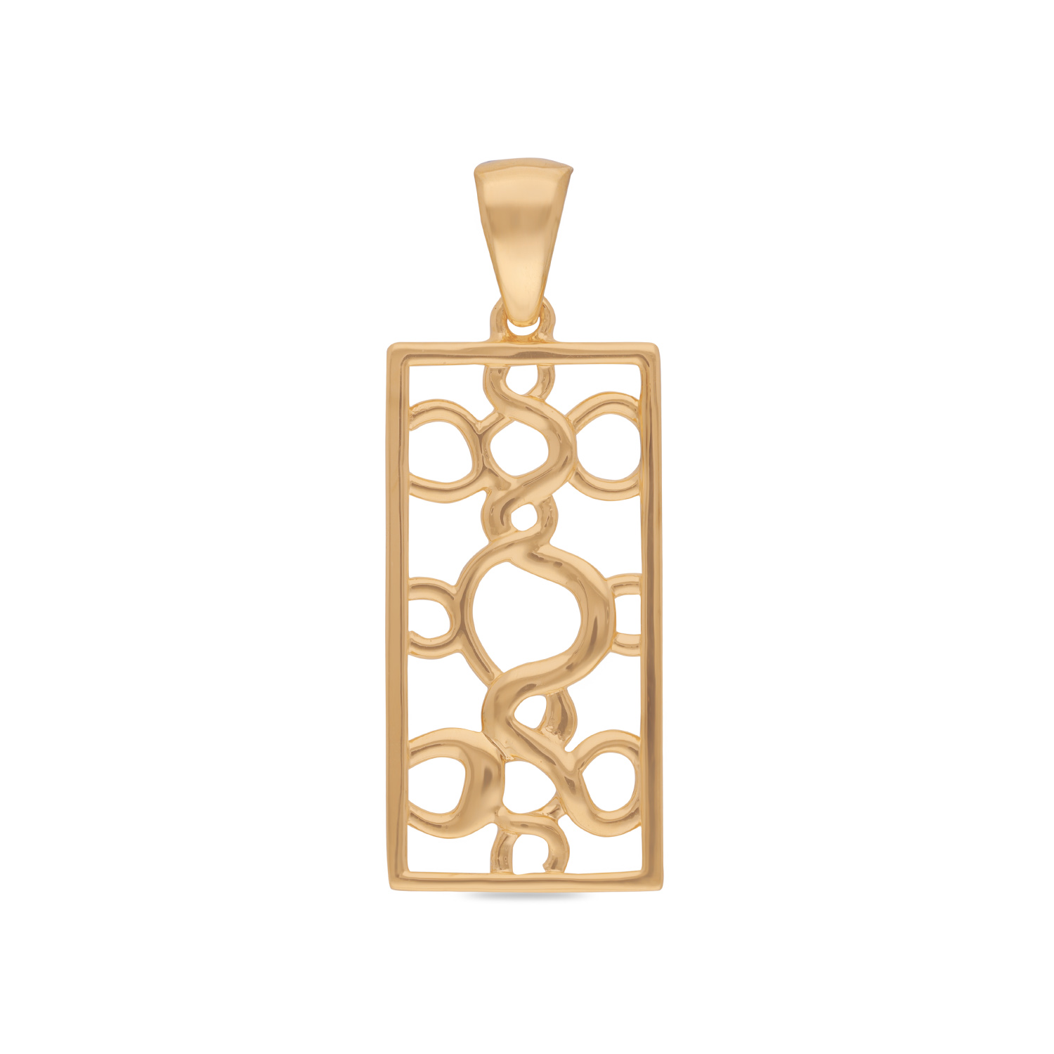 Minimalist Rectangular Gold Pendant with Openwork Design