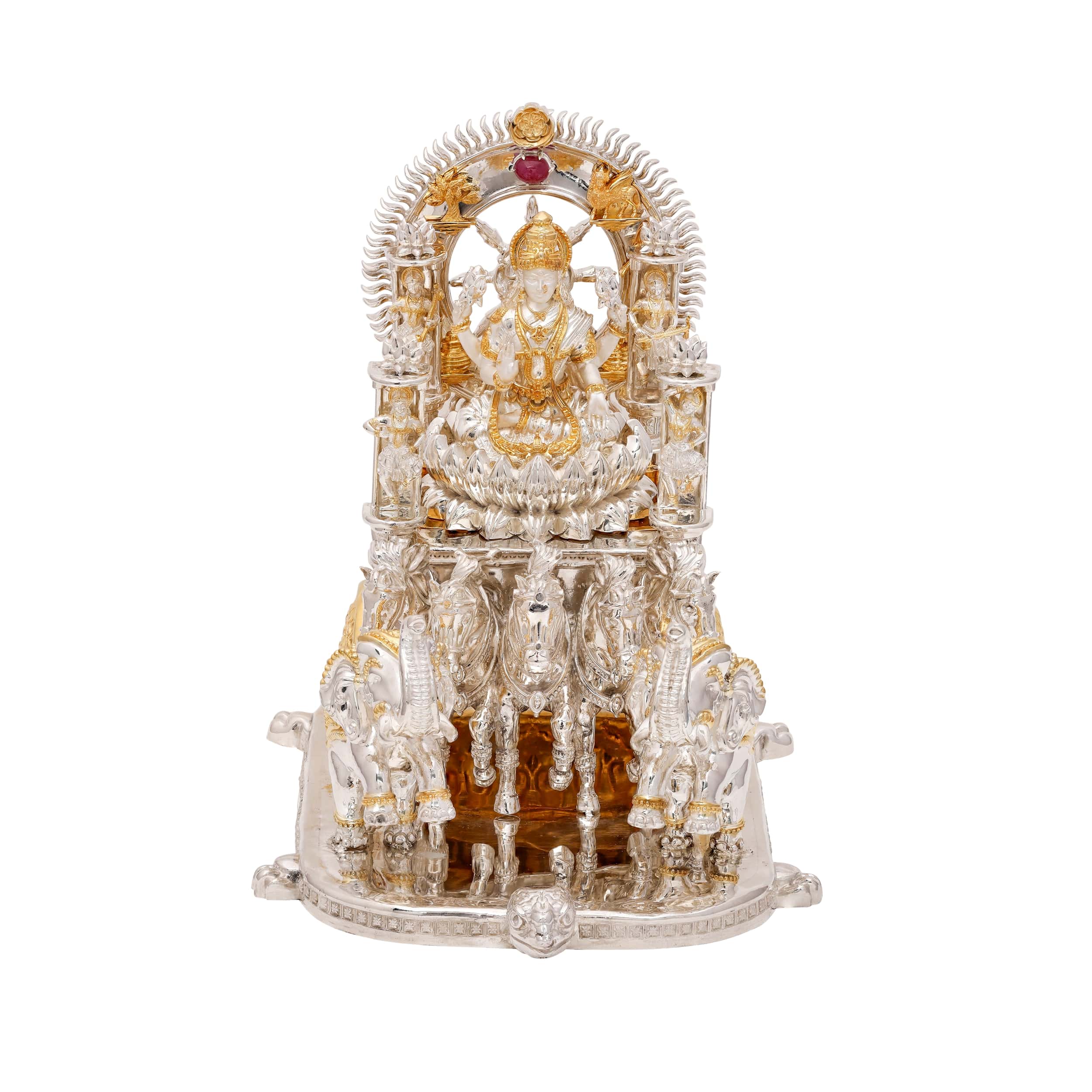 Silver Sri Suktam Lakshmi on Chariot – Divine Grandeur Collectible