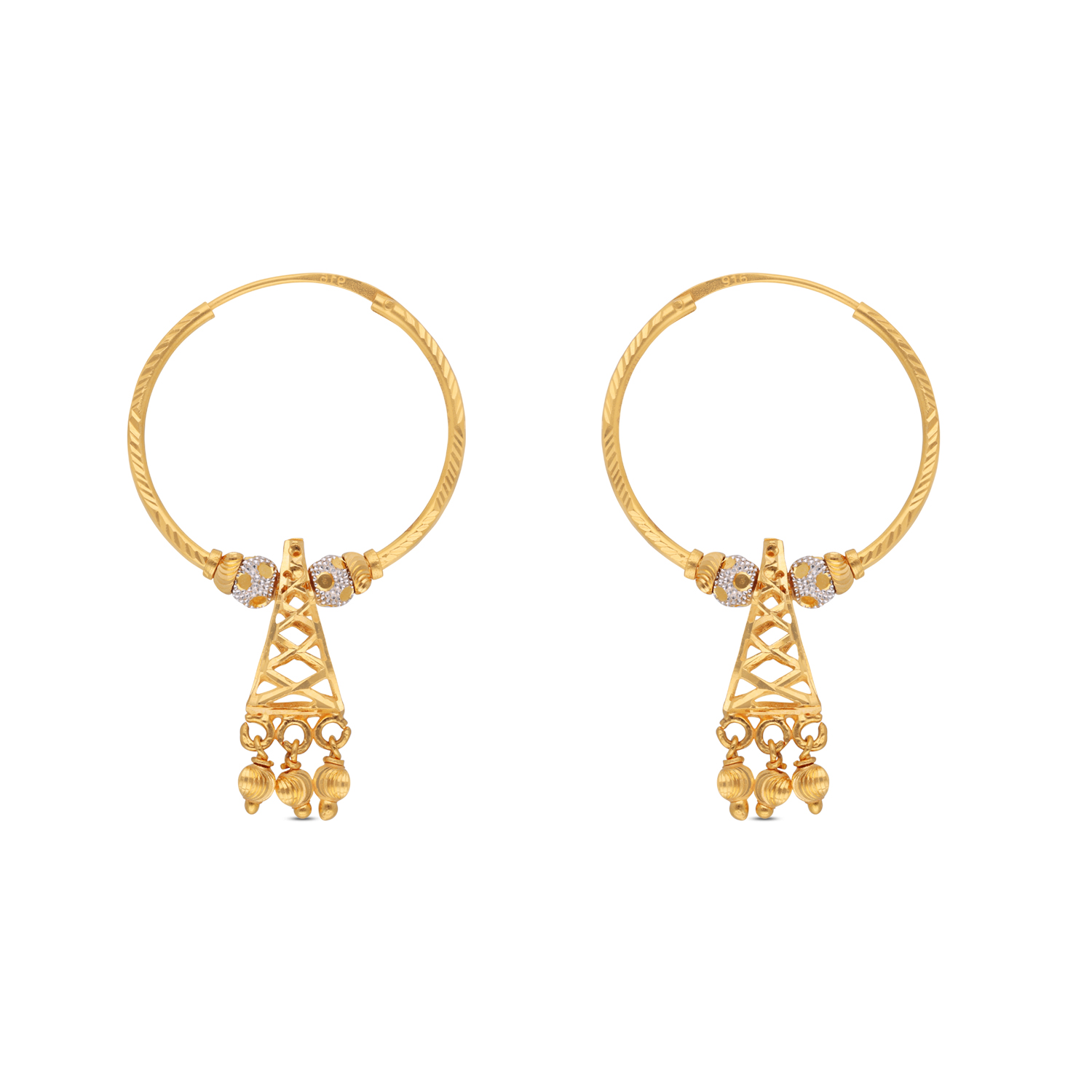 Vira Antique-Style Temple Gold Hoops
