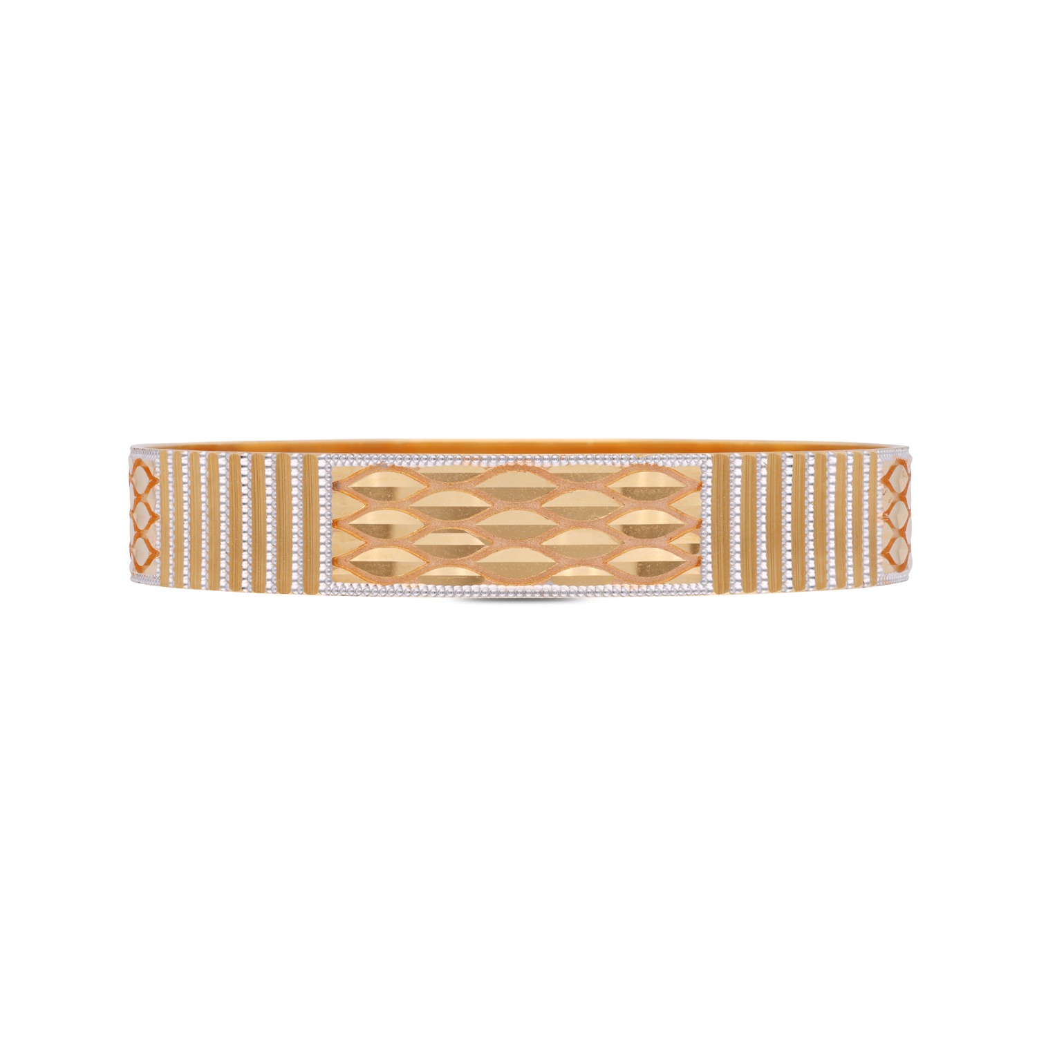 Sculpted Brilliance Flat-Cut Gold Bangle Pair