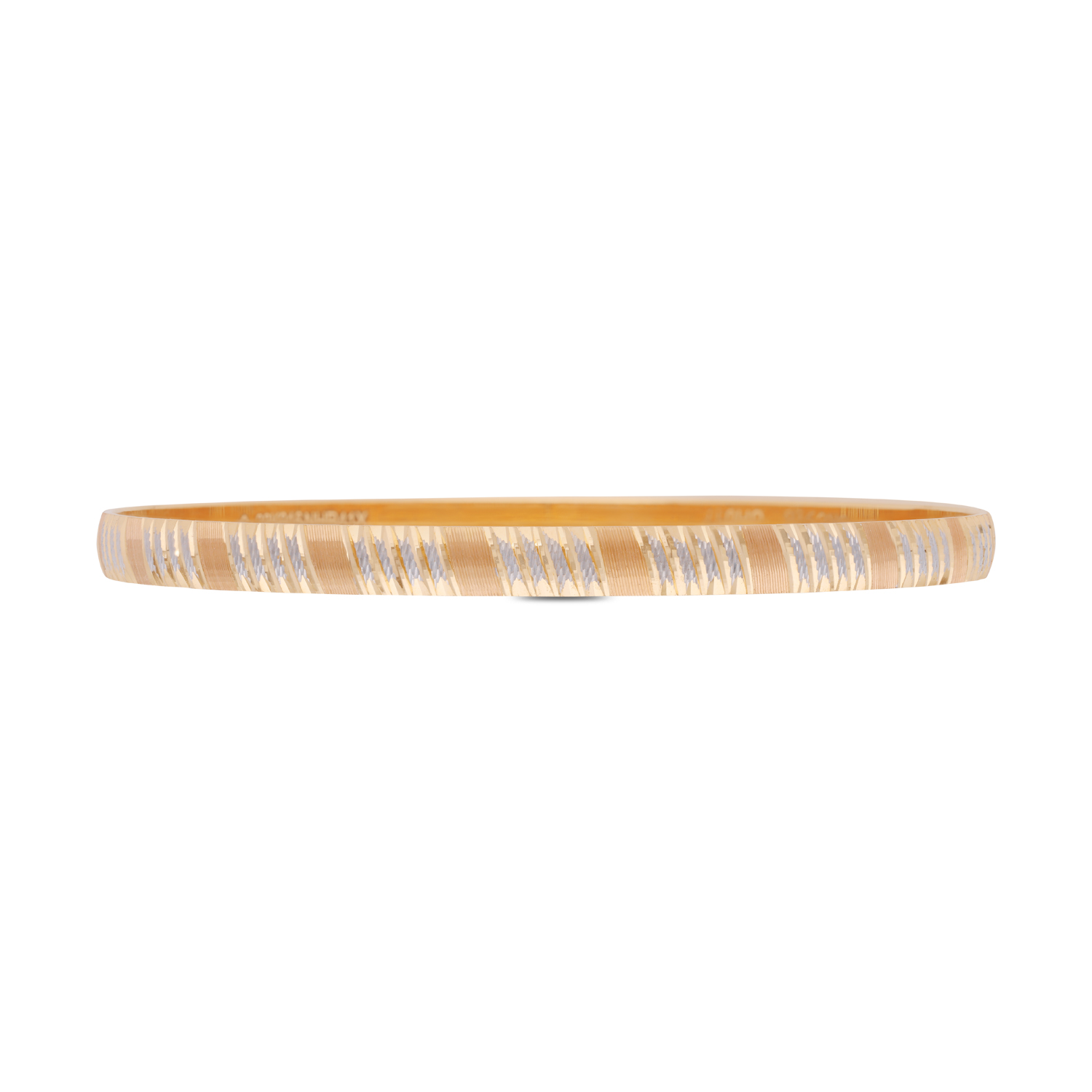 Sleek Machine-Cut Gold Bangle with Diagonal Etch Detailing