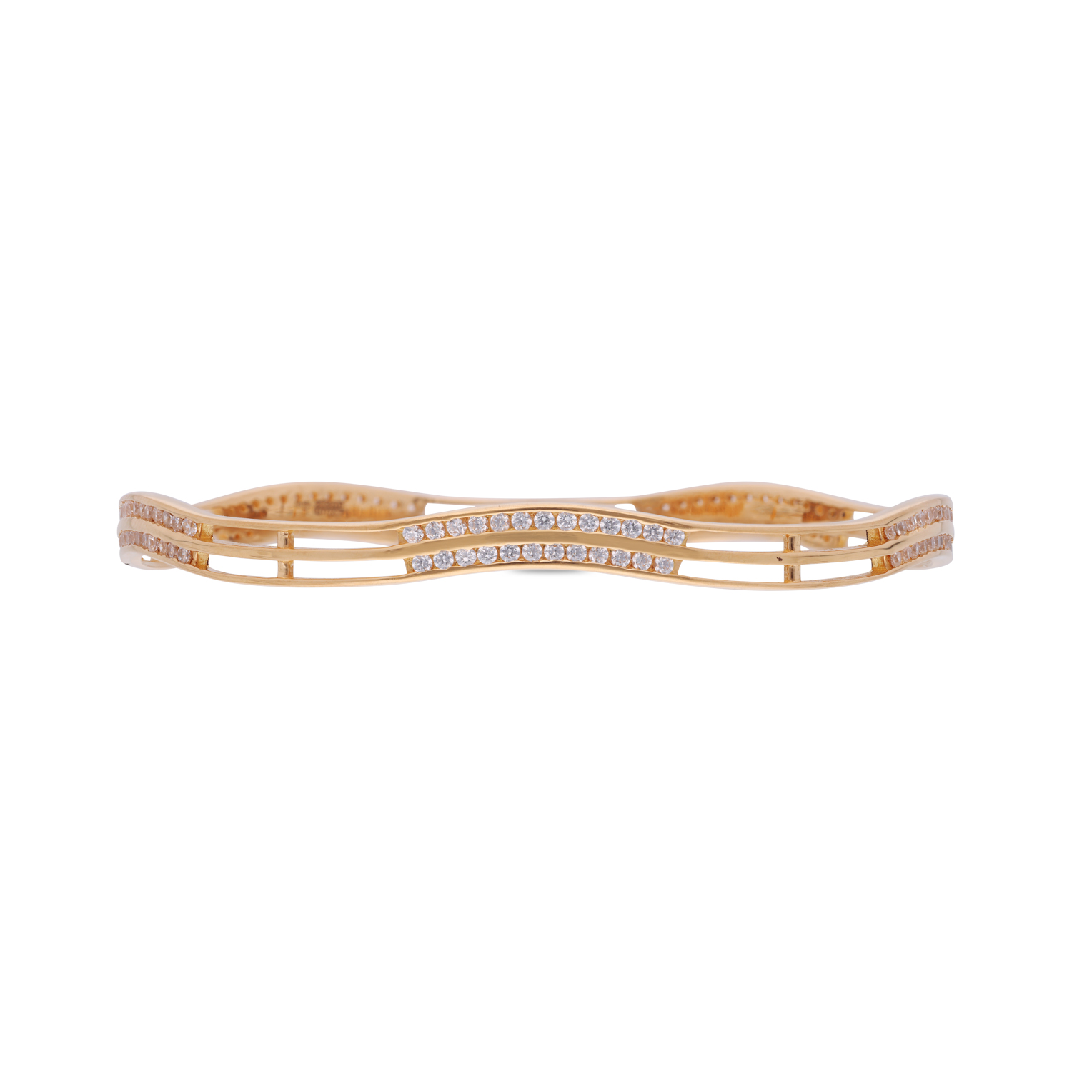 Gold Gemset Bangle Pair with Elegant Closed-Back Setting