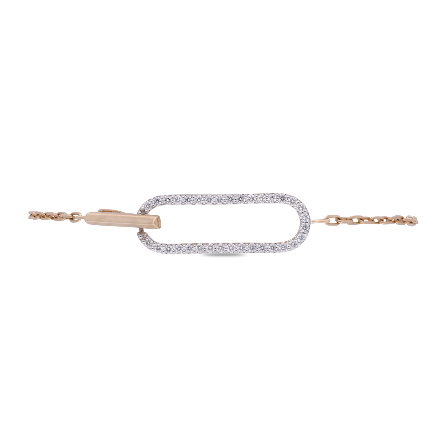 Contemporary Flexible Diamond Bracelet with Oval Link Accent
