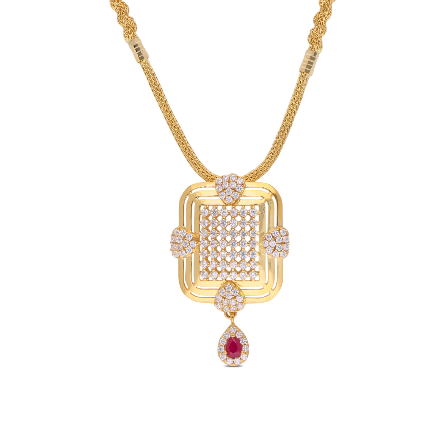 Crimson Halo Gold Pendant
