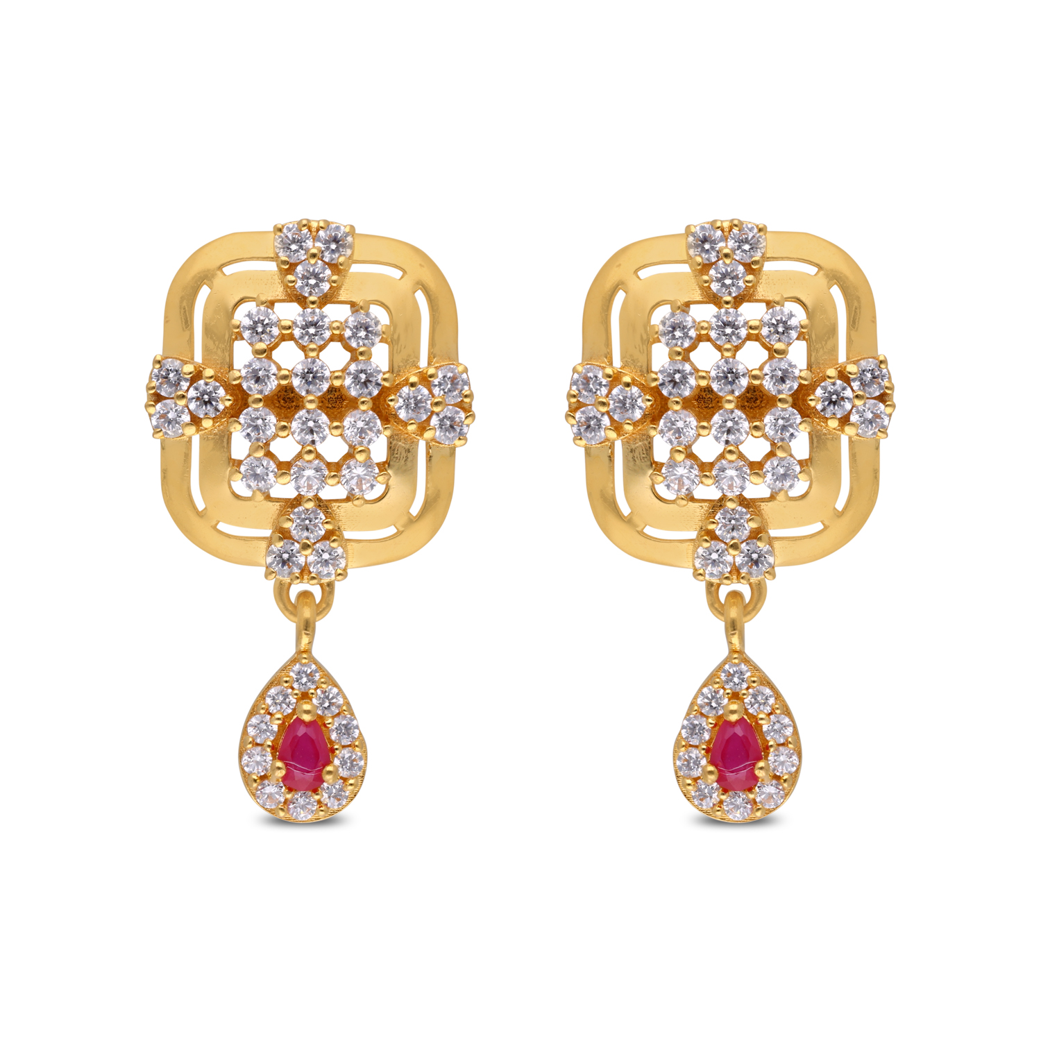 Crimson Bloom Dangler Earrings