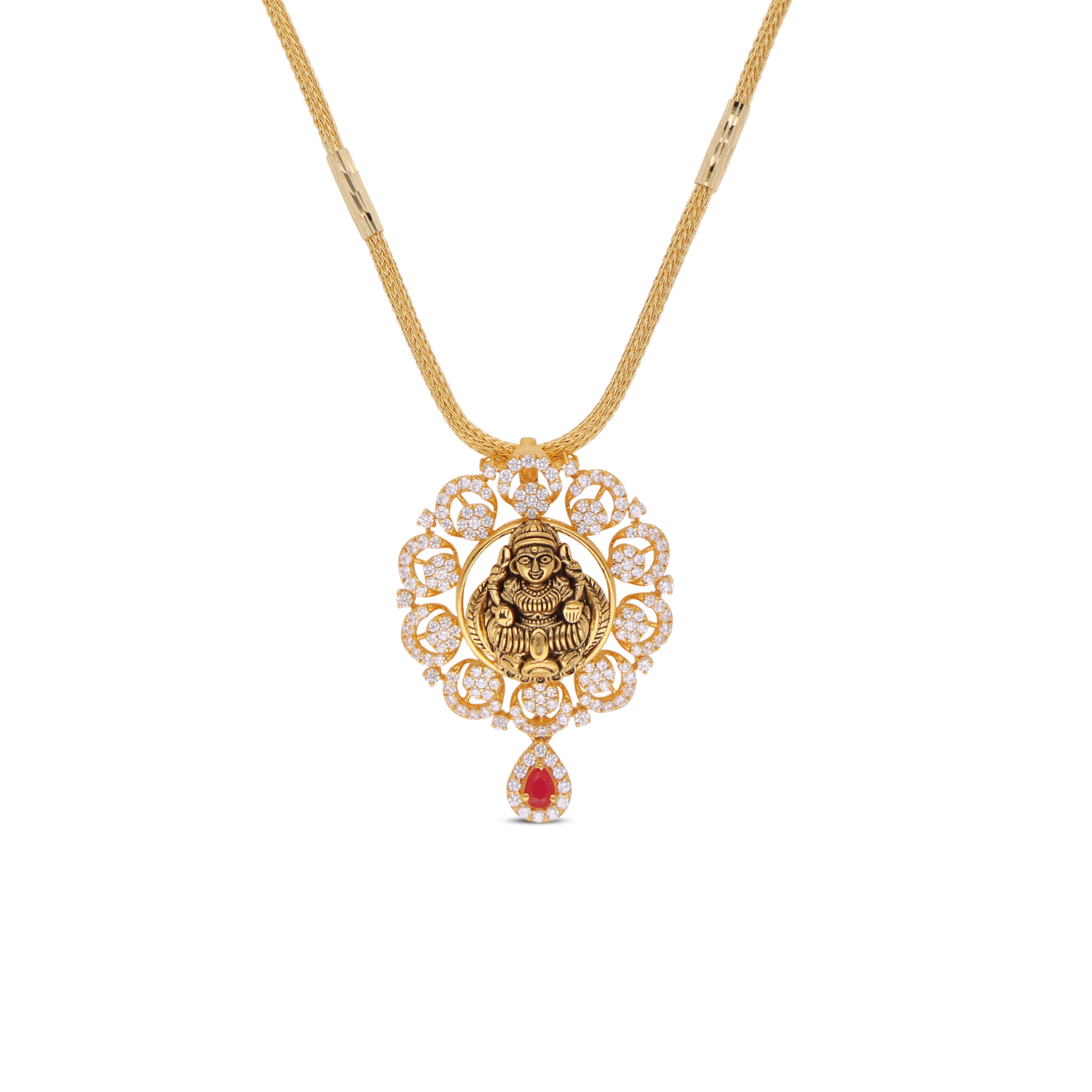 Divine Lakshmi Halo Pendant with Cubic Zirconia