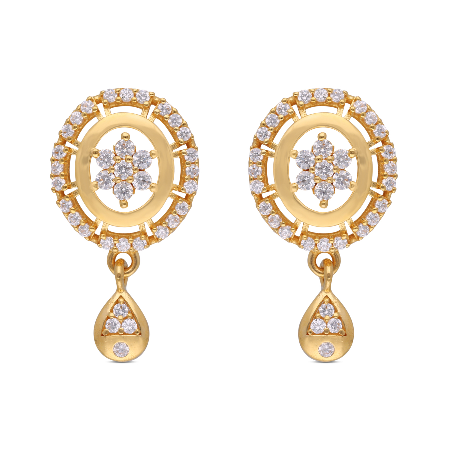 Radiant Halo Bloom Earrings with CZ Drops