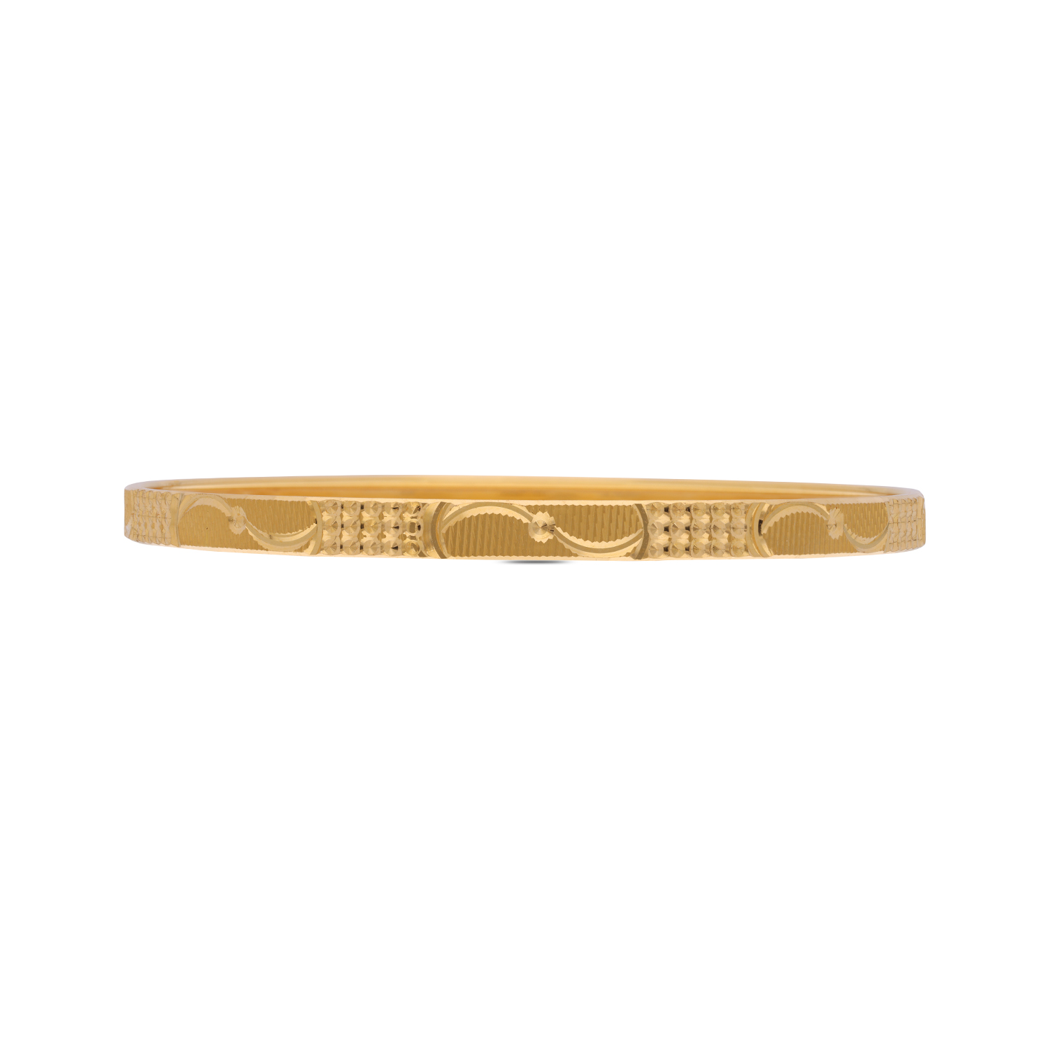 Curved Crest Textured Gold Bangle