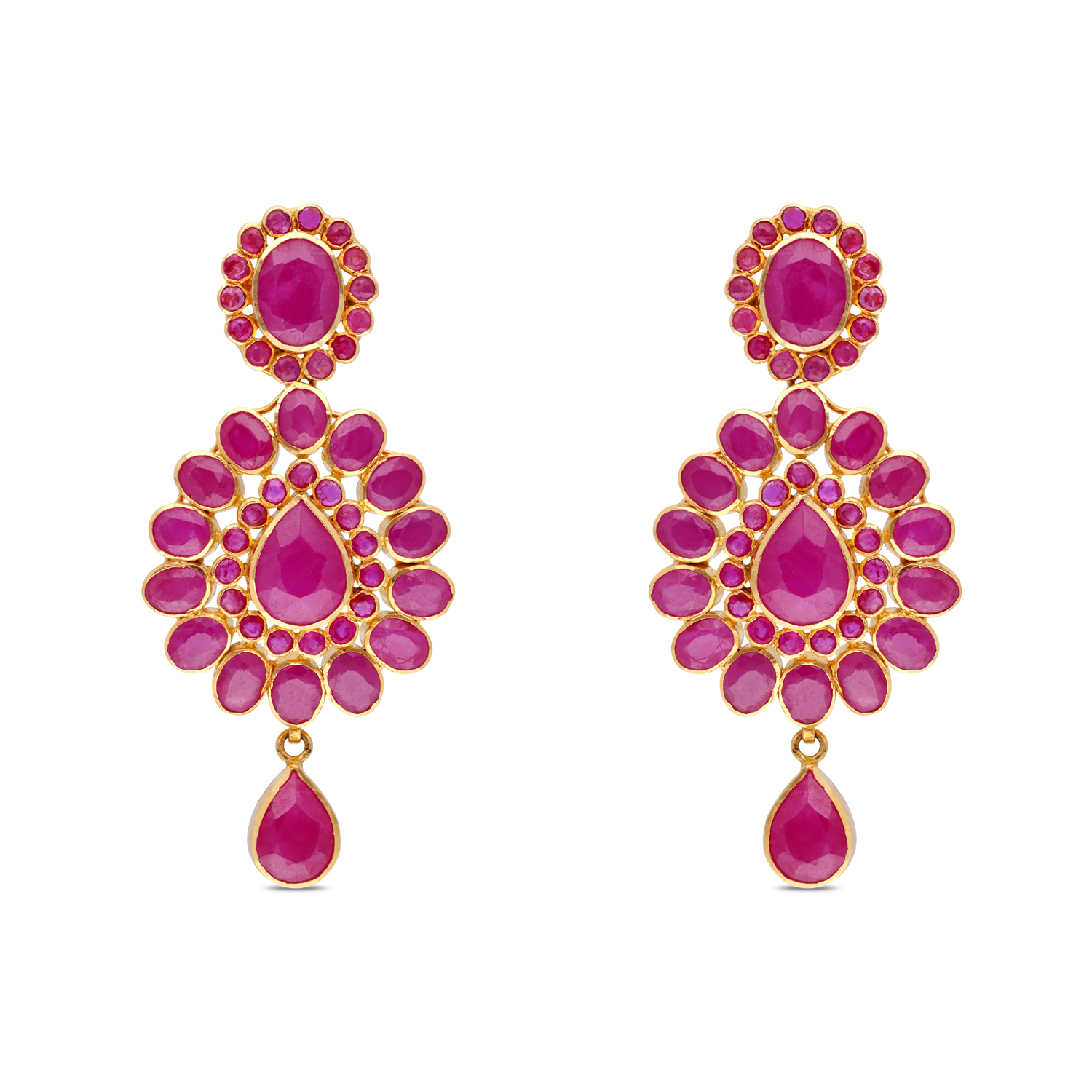 Majestic Gold Earrings with Vibrant Ruby Gemstones