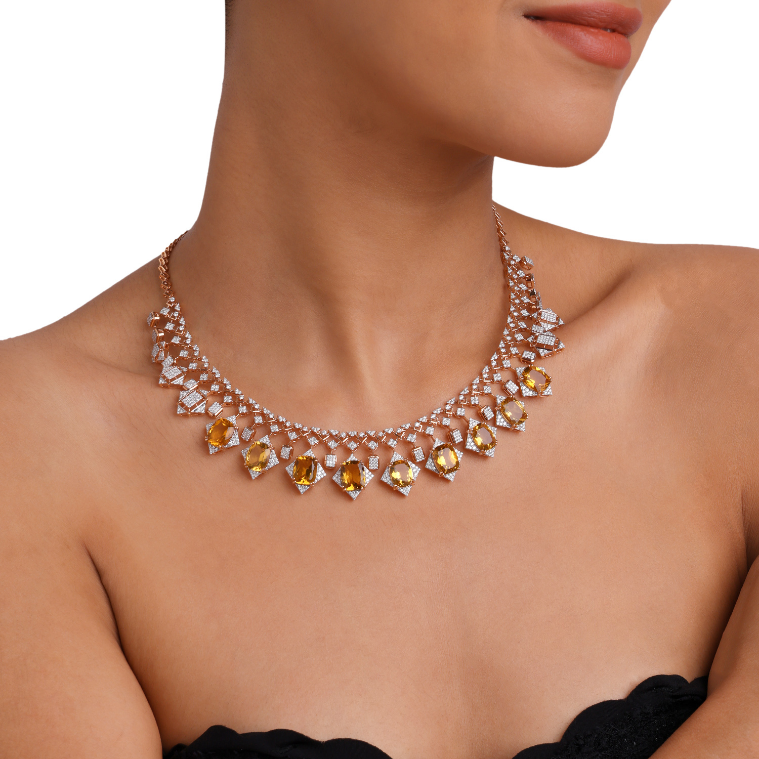 Majestic Diamond Necklace with Heliodor Brilliance