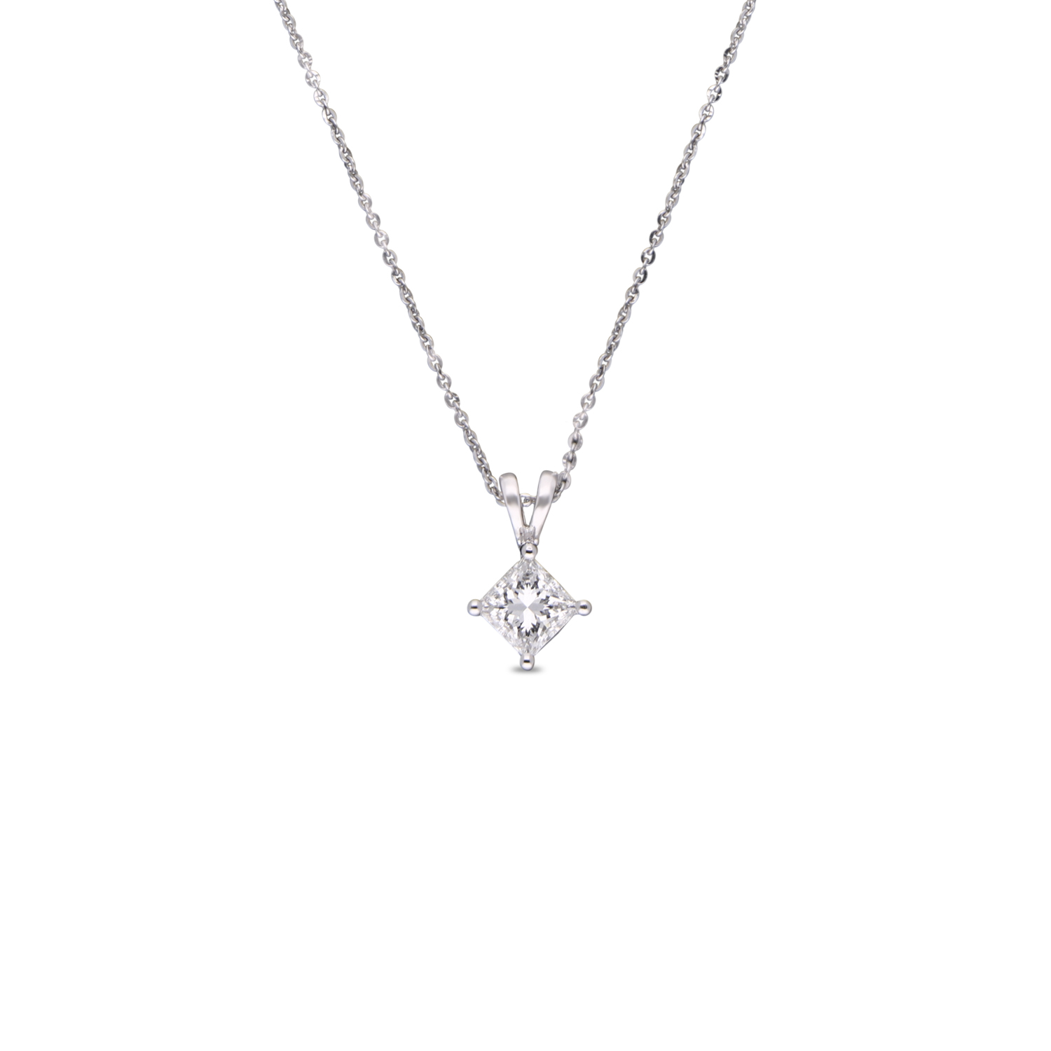 Solitaire Princess Cut Diamond Pendant in Gold