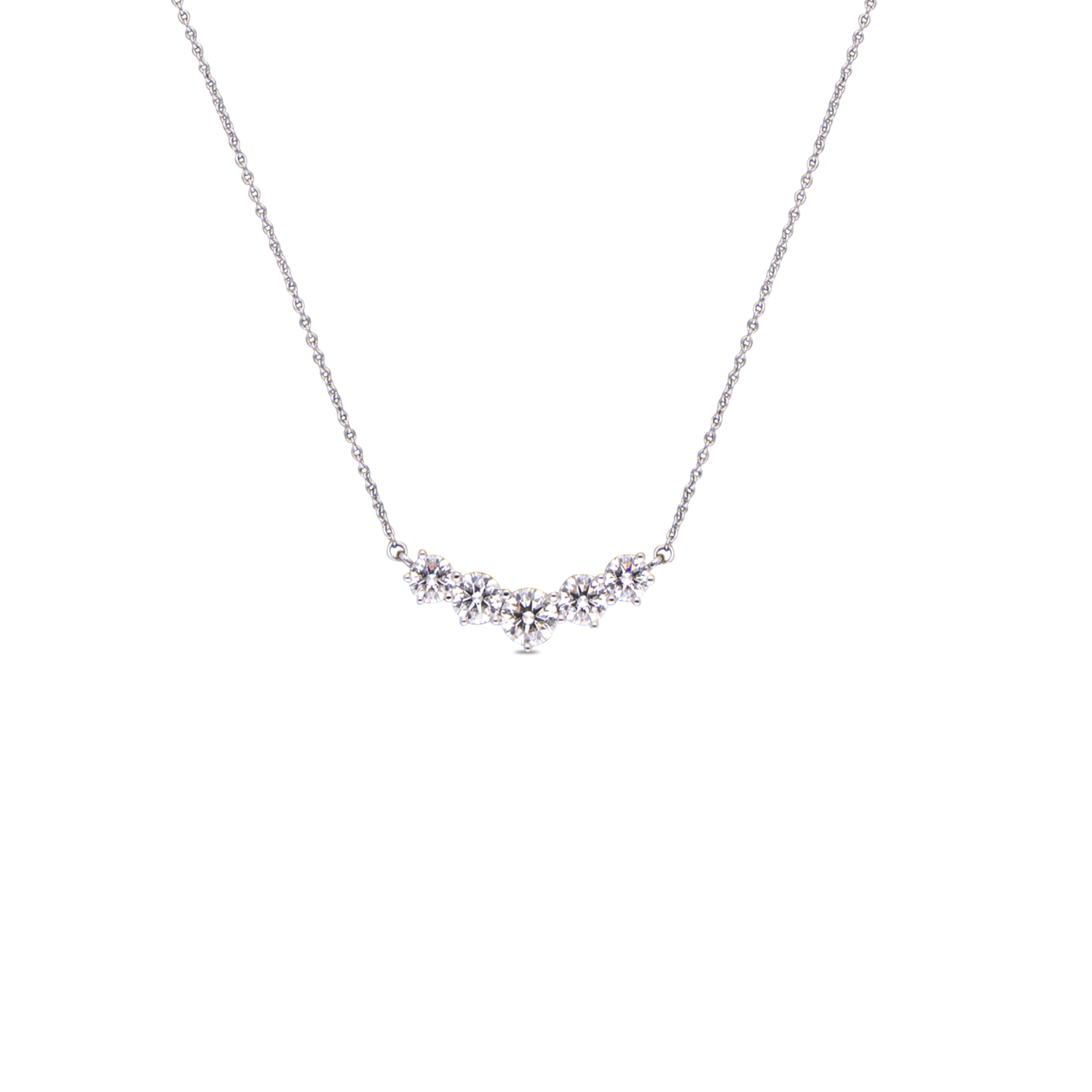 Five-Stone Diamond Chain Pendant in White Gold