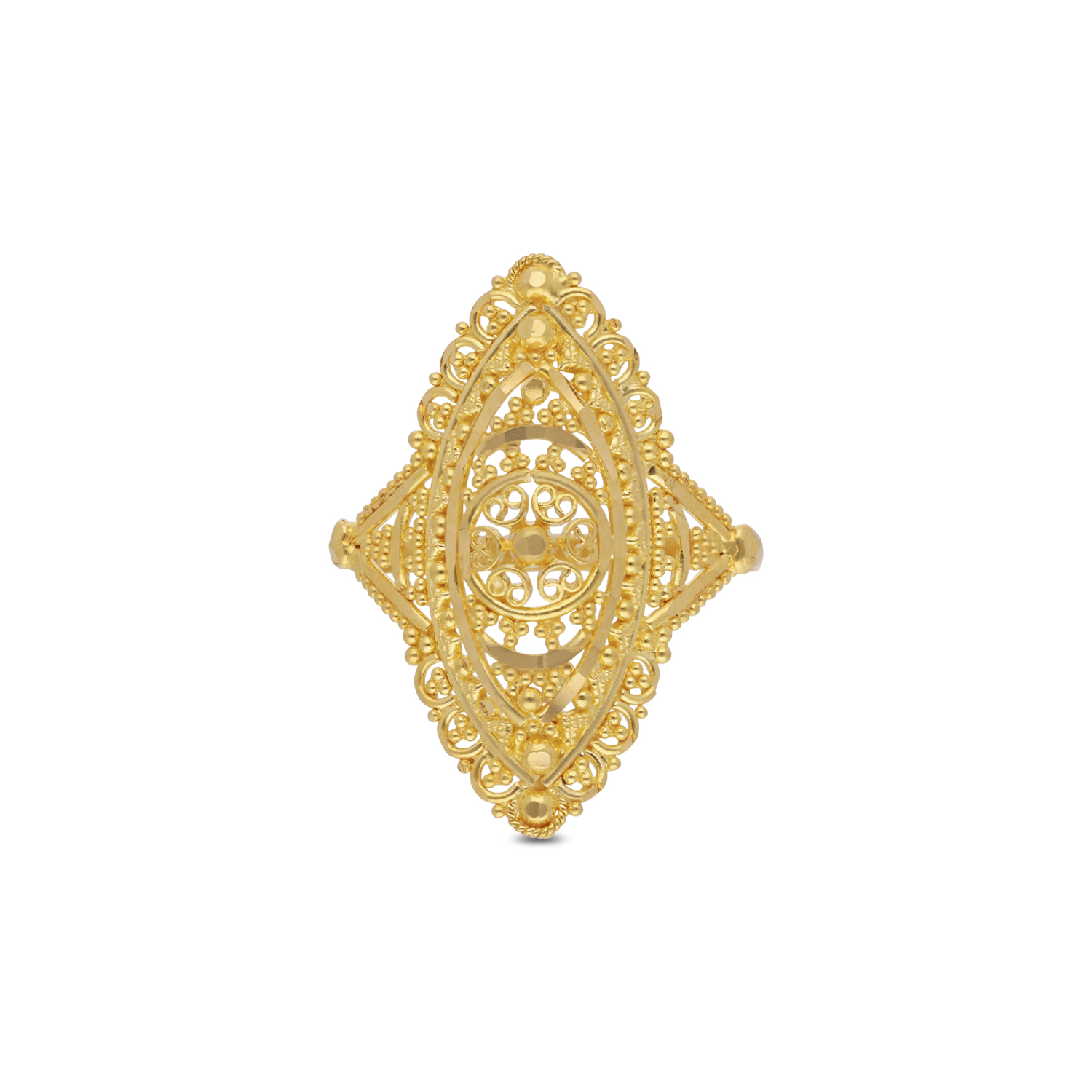 Filigree Marquise Statement Gold Ring