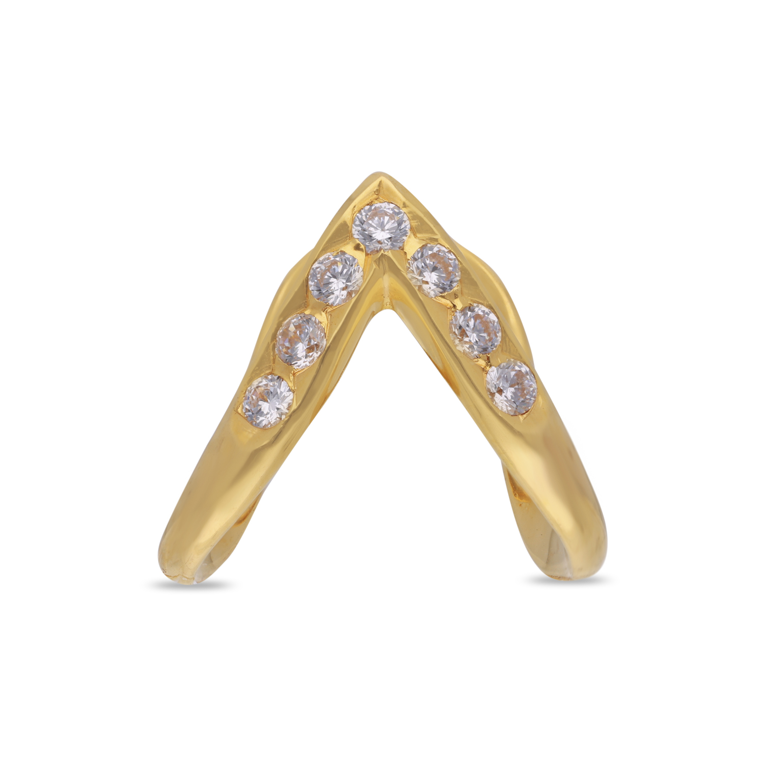 Sculpted Elegance Gold Ring with White Cubic Zirconia