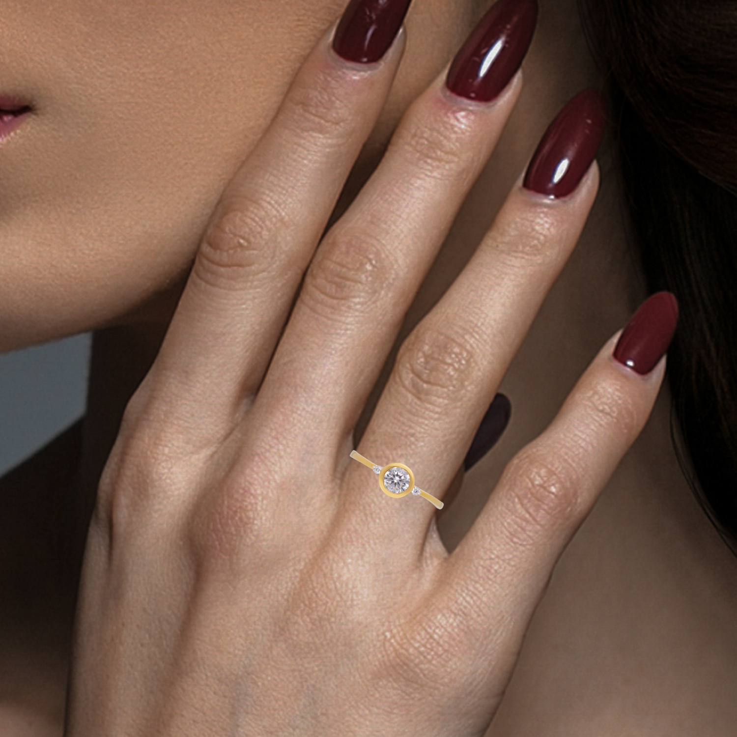 Luna Solitaire Bezel Diamond Ring in Gold