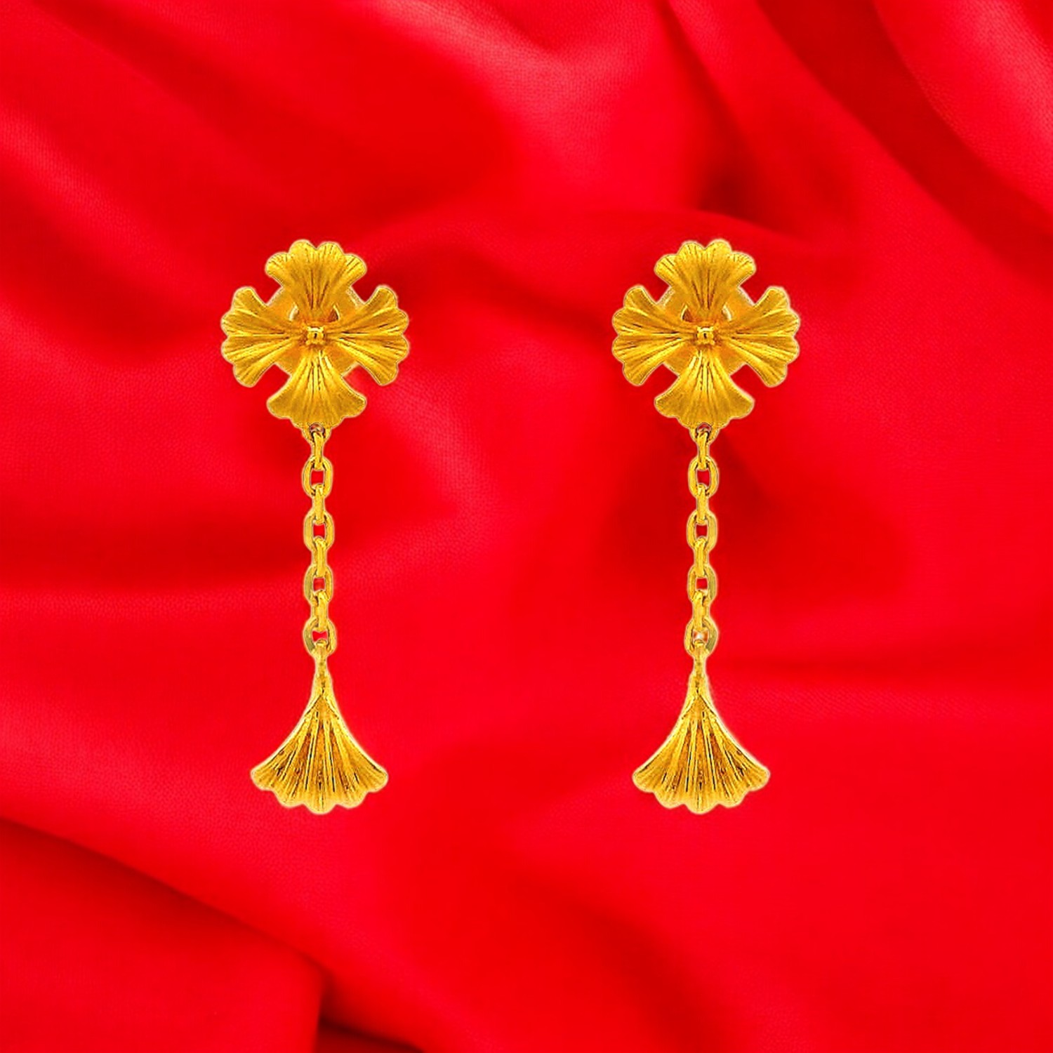 Floral Cascade Gold Ear Drops