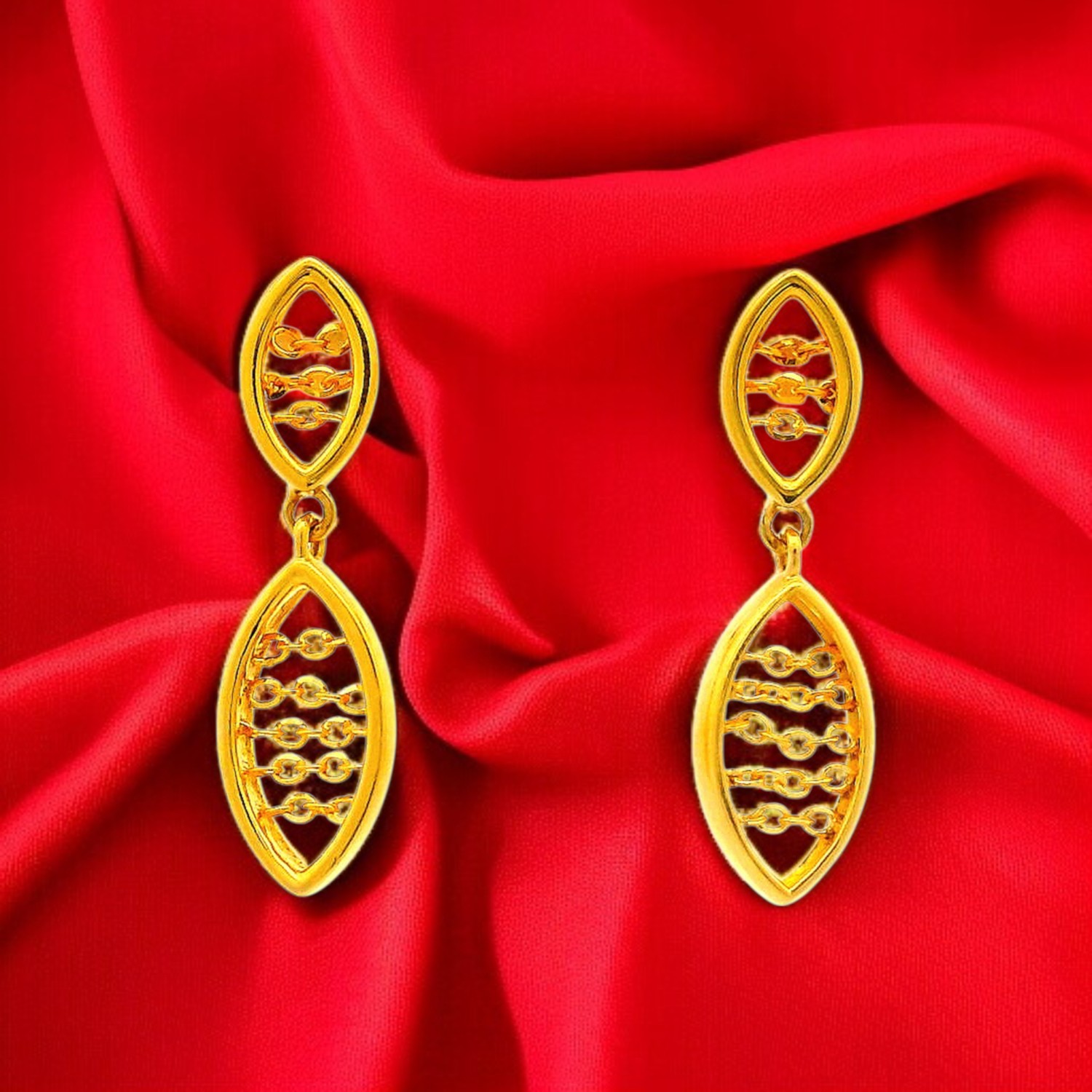 Golden Lattice Drop Earrings