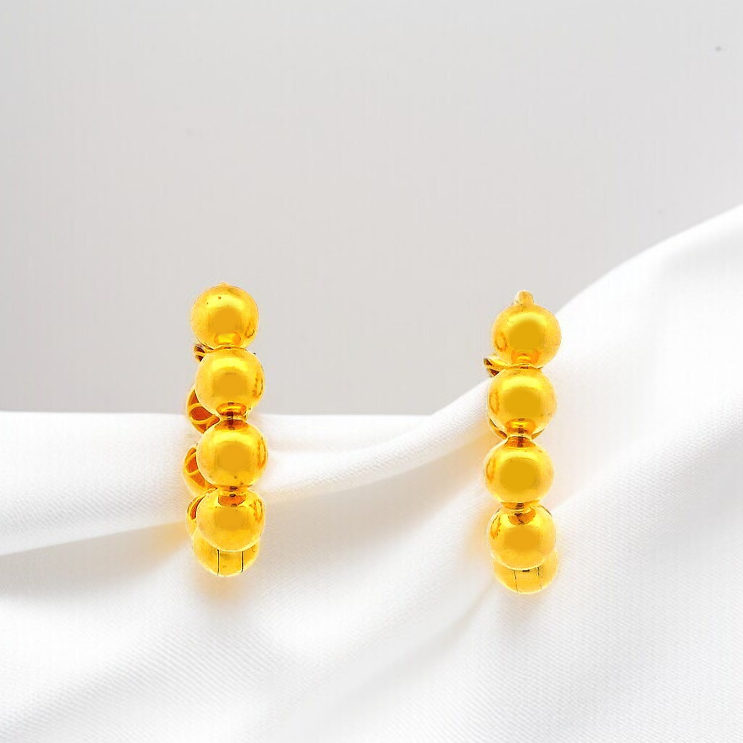 Beaded Gold Hoop Earrings