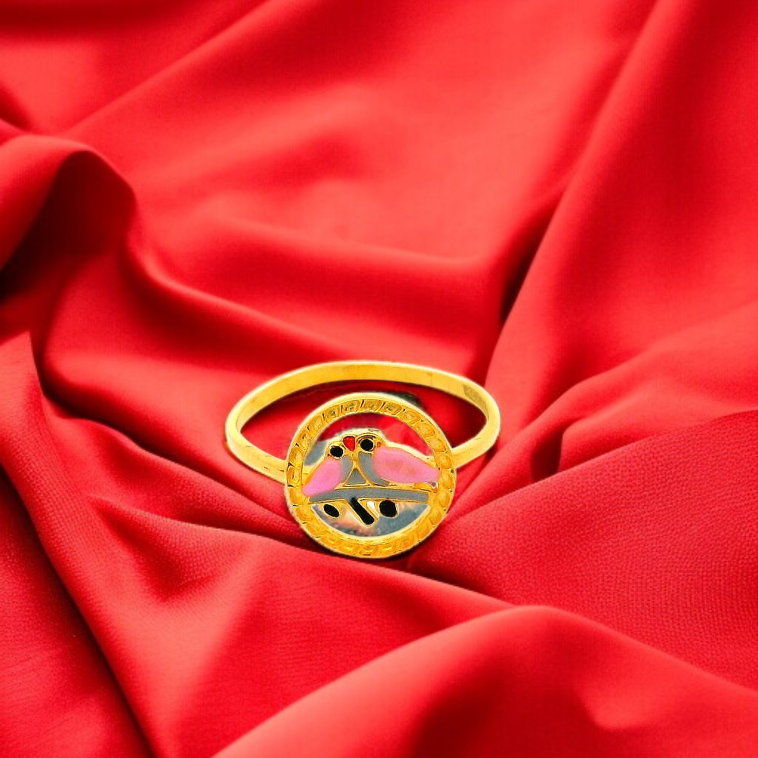 Golden Lovebirds Kids Ring