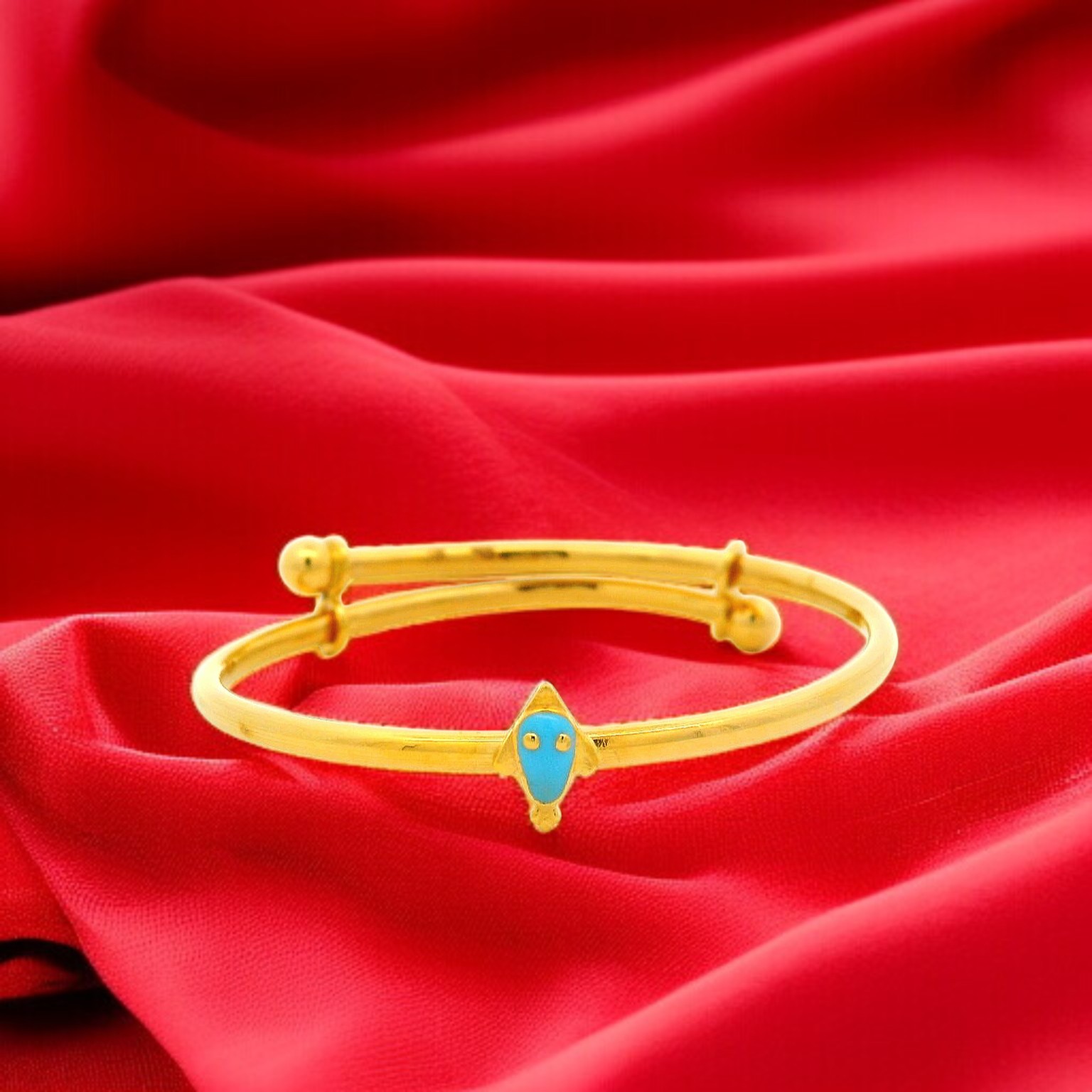 Blue Fish Motif Gold Bangles for Kids