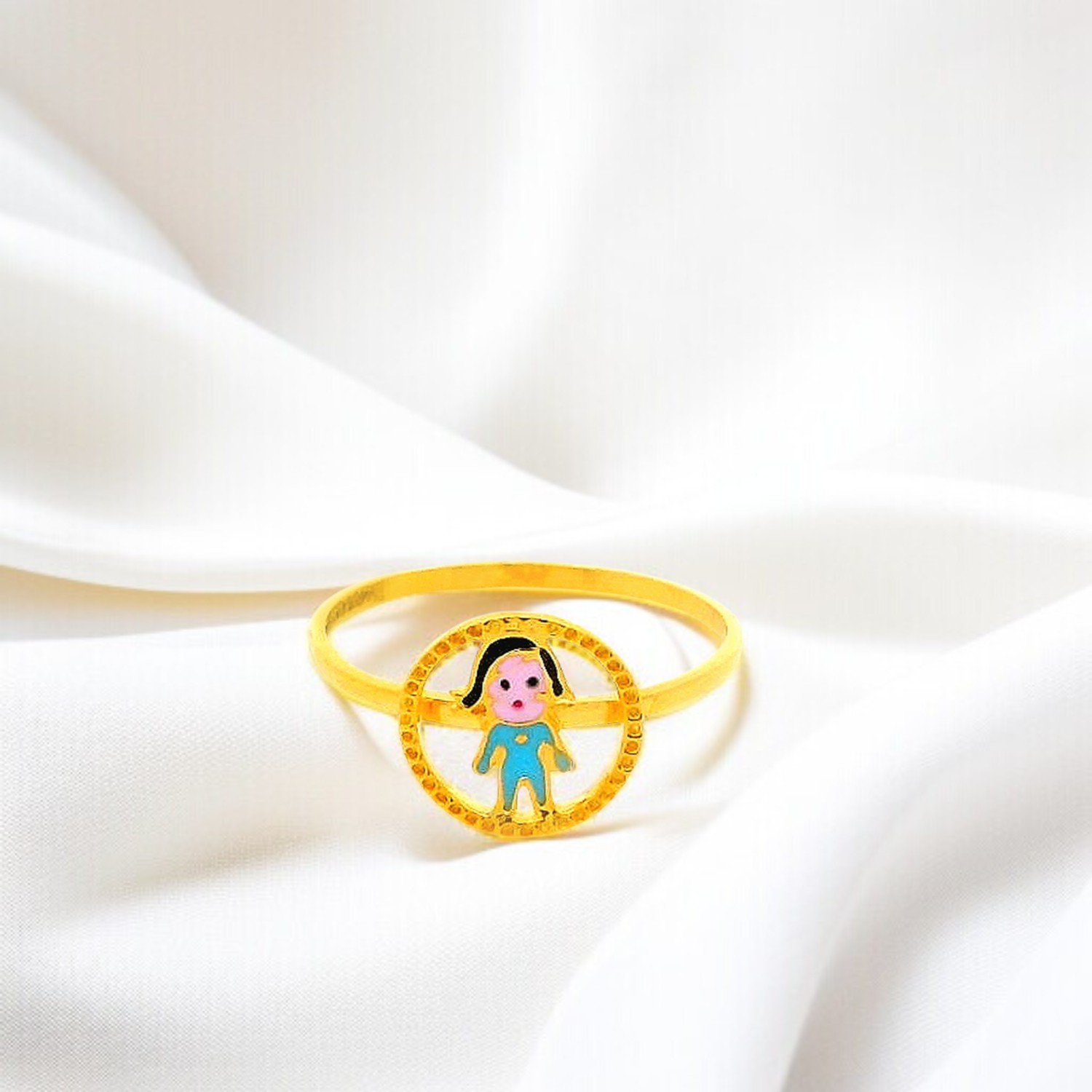 Girl Motif Gold Ring for Kids