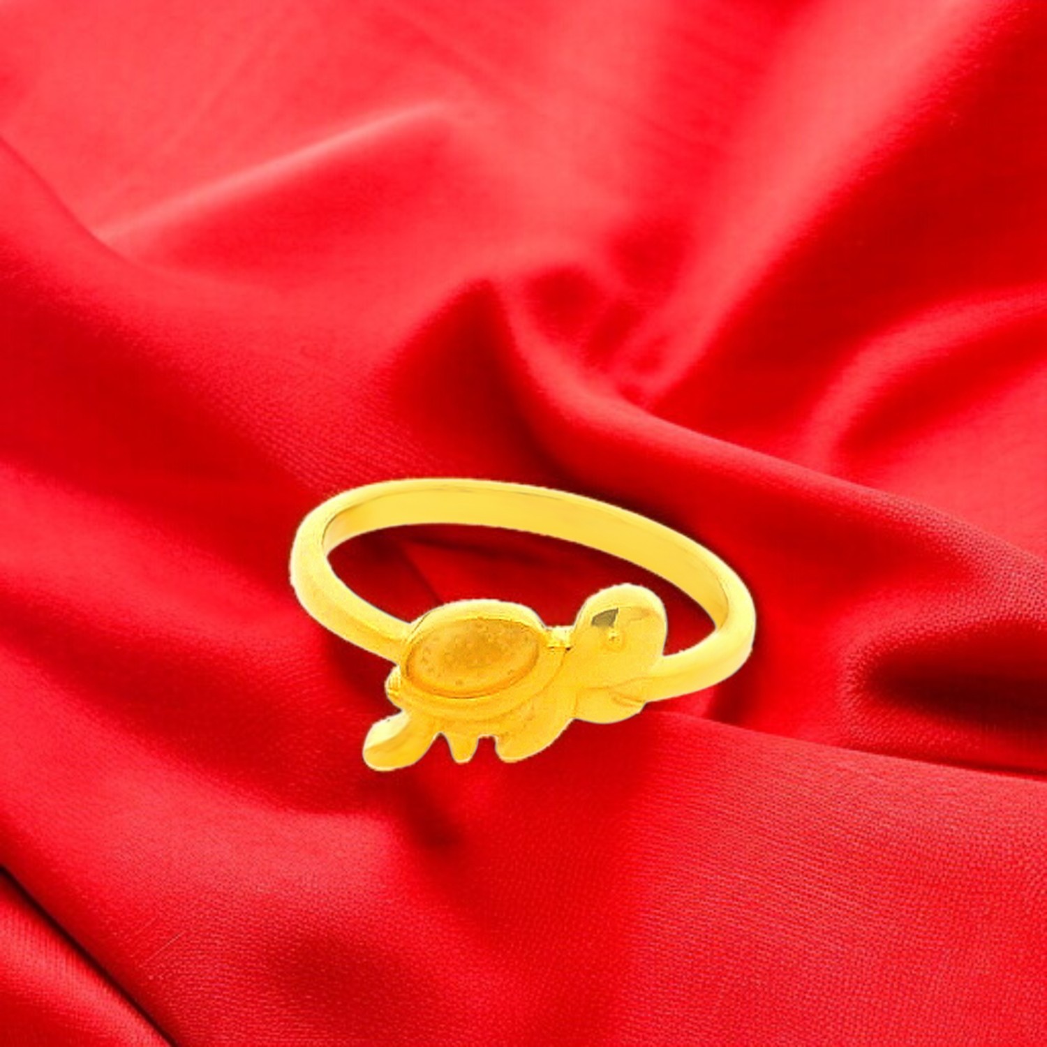 Turtle Motif Gold Ring for Kids