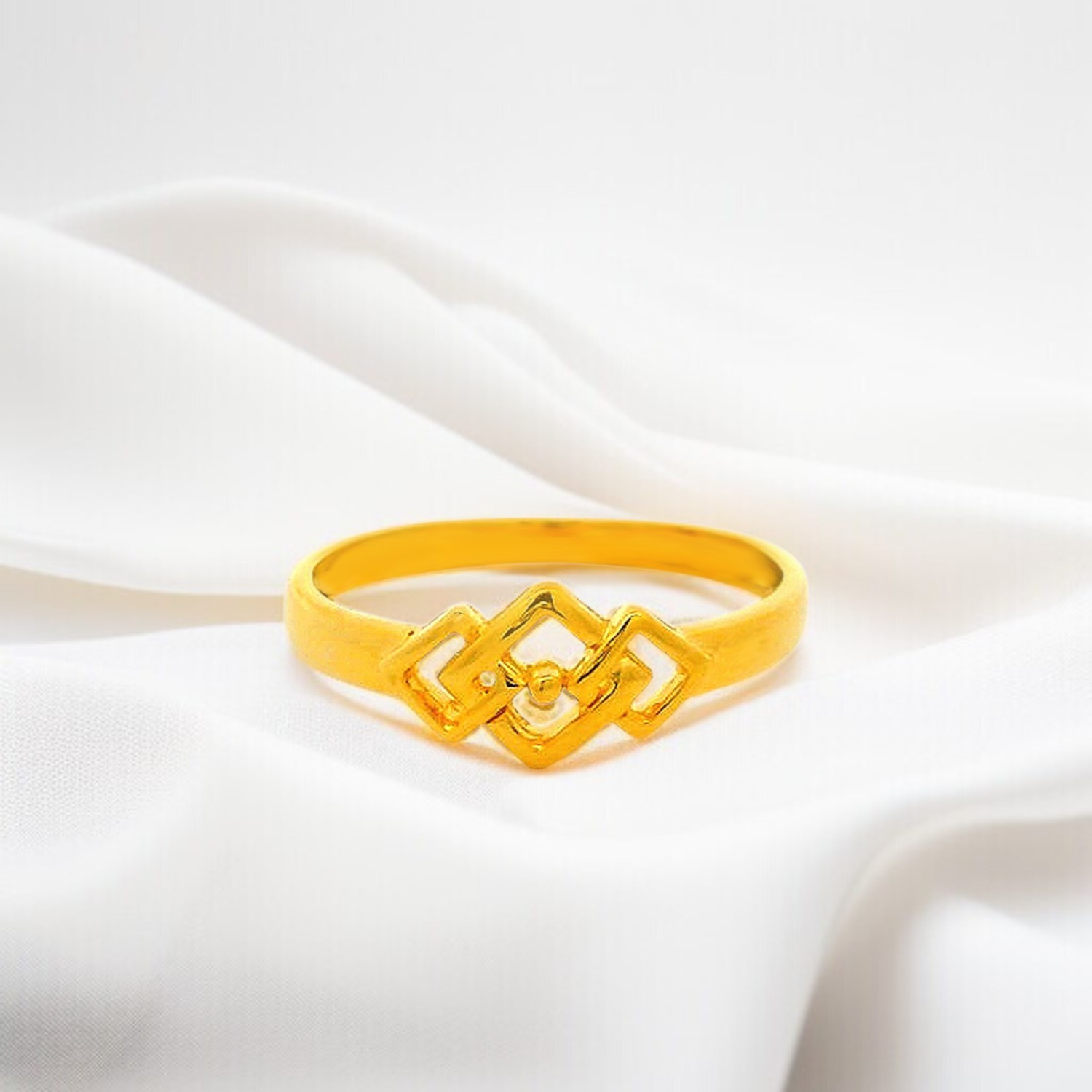 Geometric Pattern Gold Ring for Kids