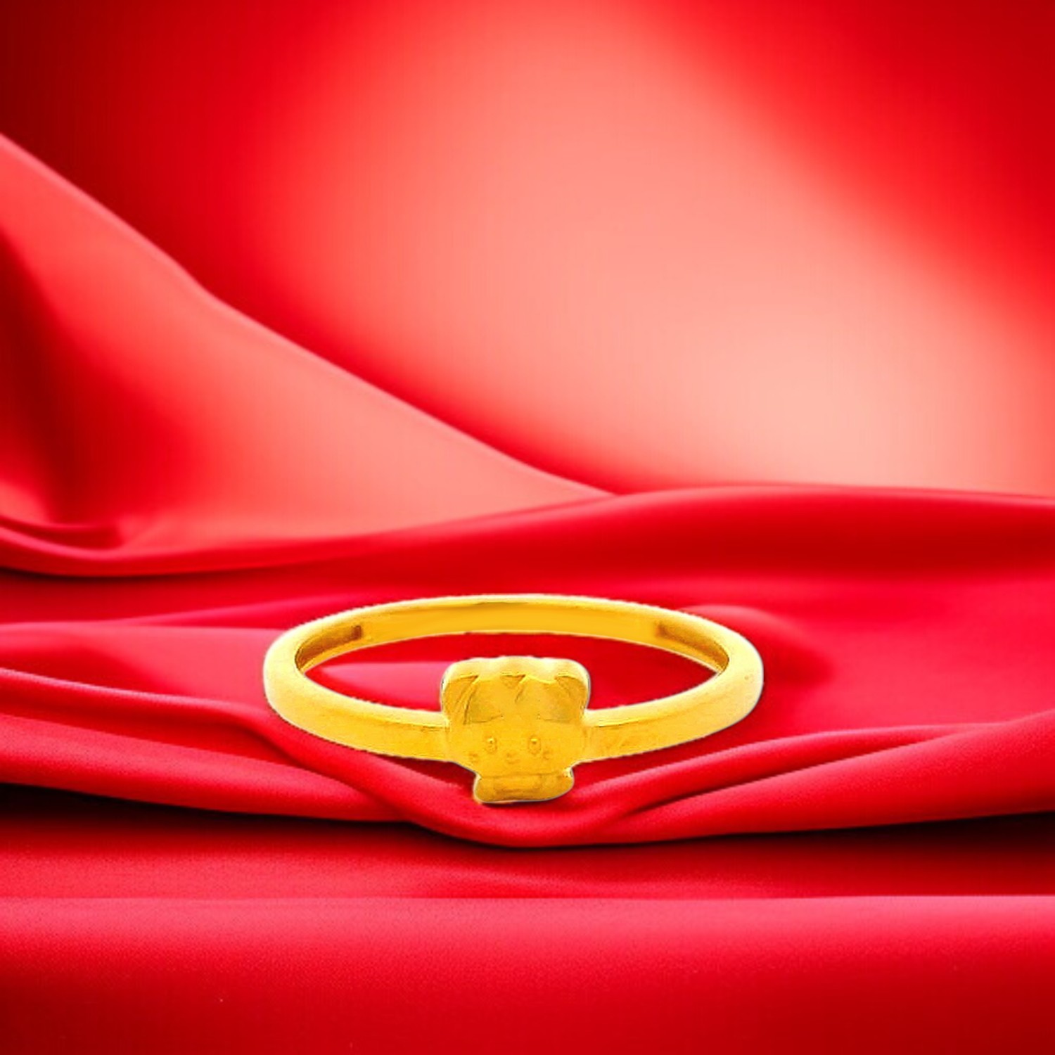 Teddy Bear Motif Gold Ring for Kids