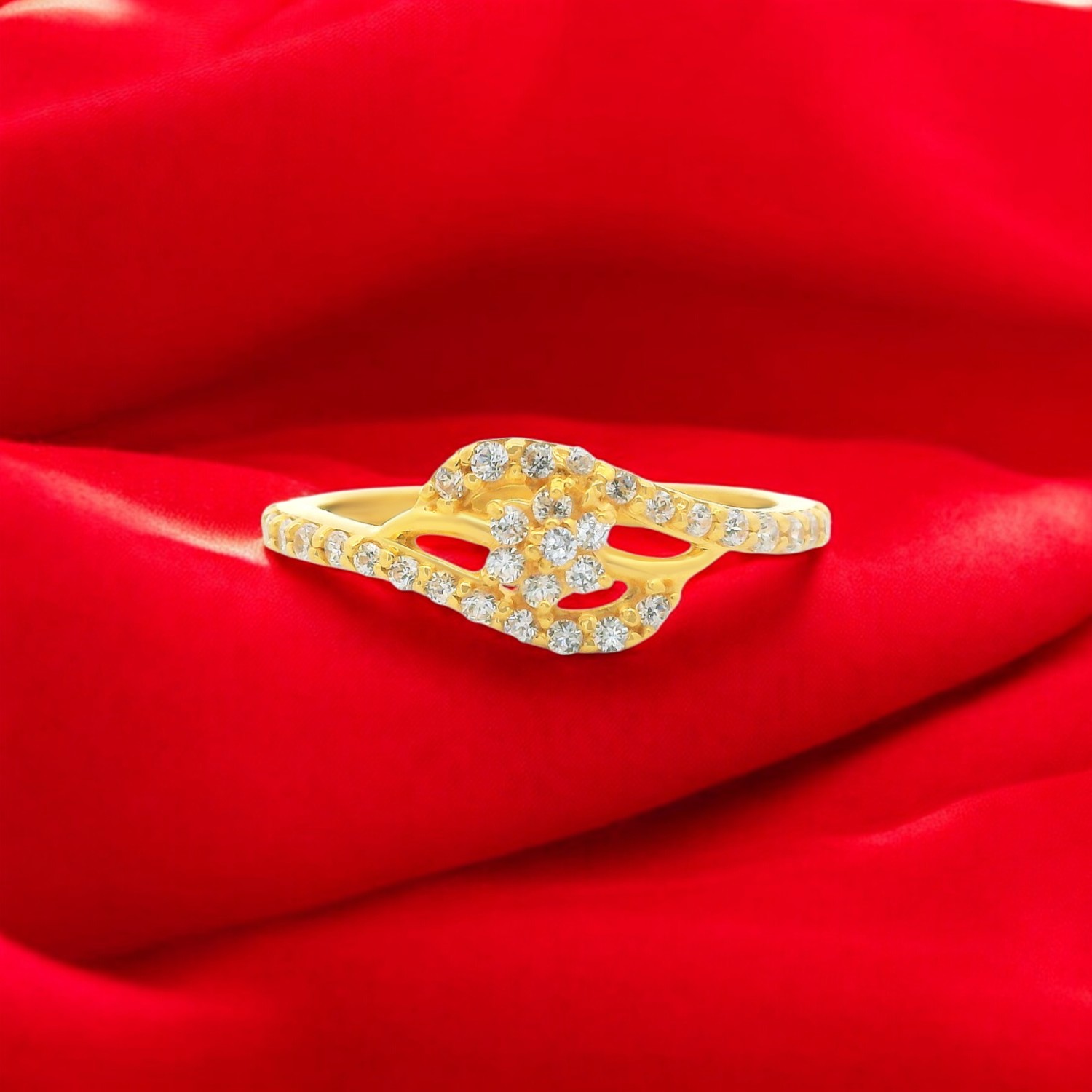 Elegant Gold Ring with White Cubic Zirconia Accents