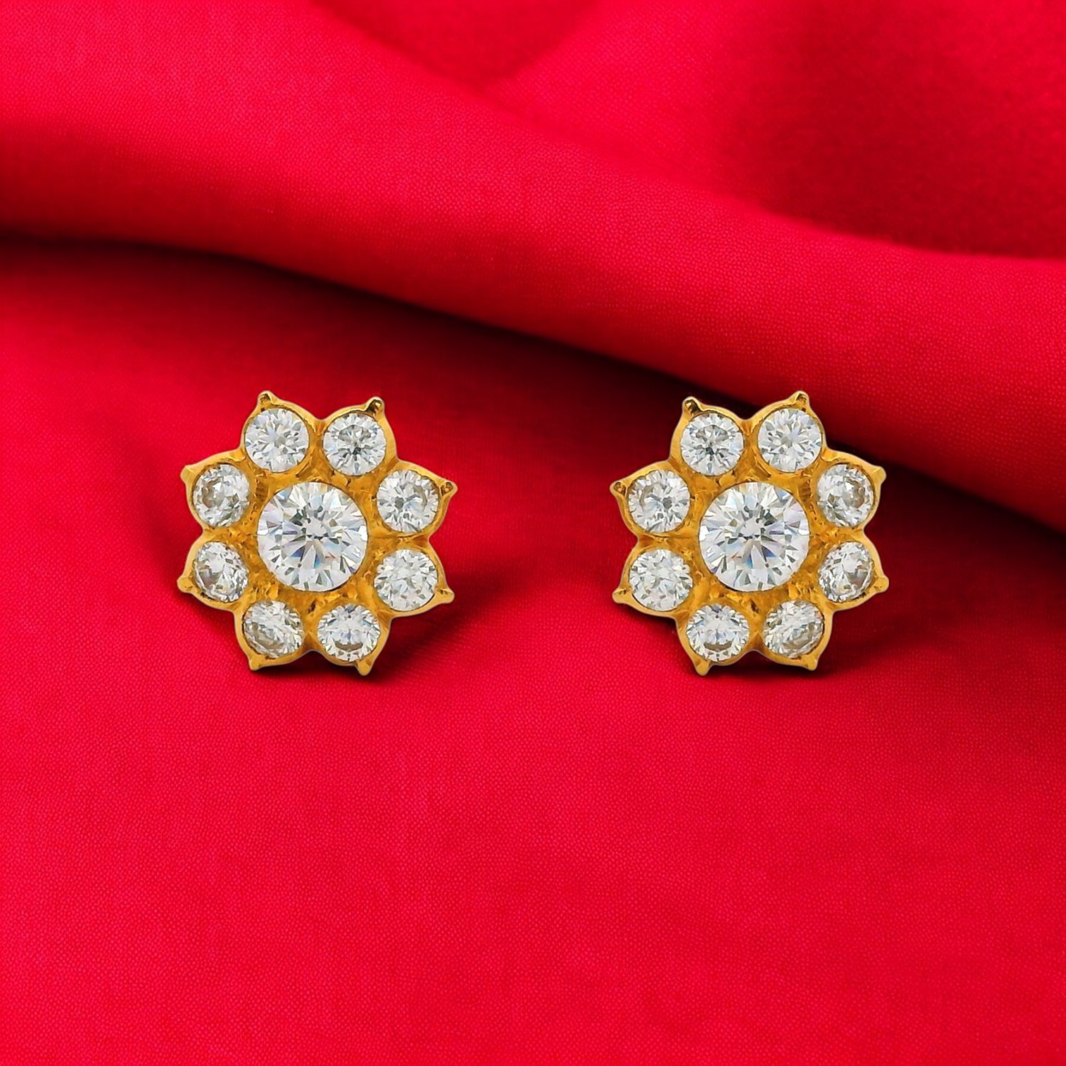 Luminous Bloom Gold Ear Studs