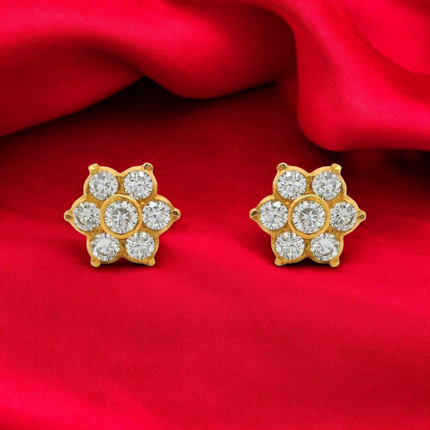 Petal Glow Gold Ear Studs