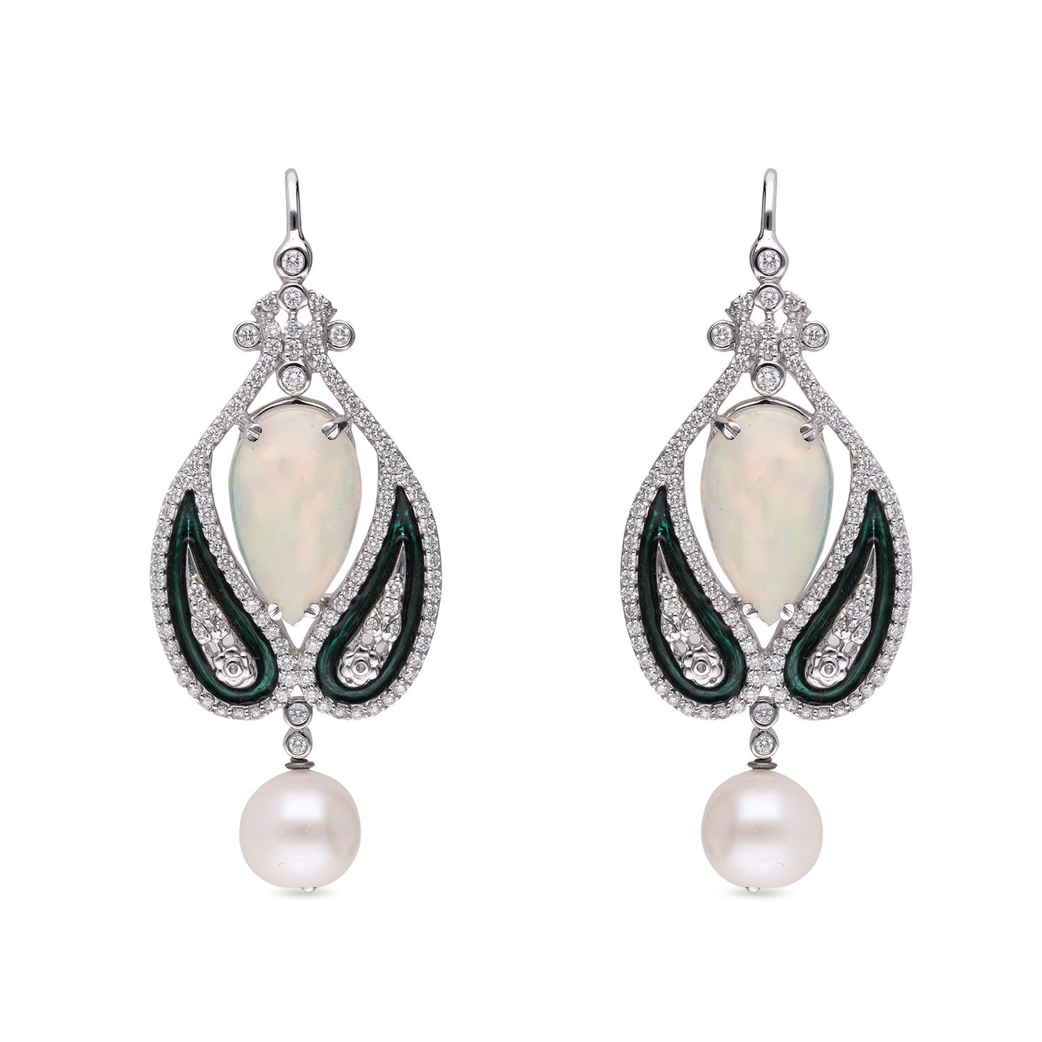 Ethereal Opal & Pearl Diamond Ear Drops