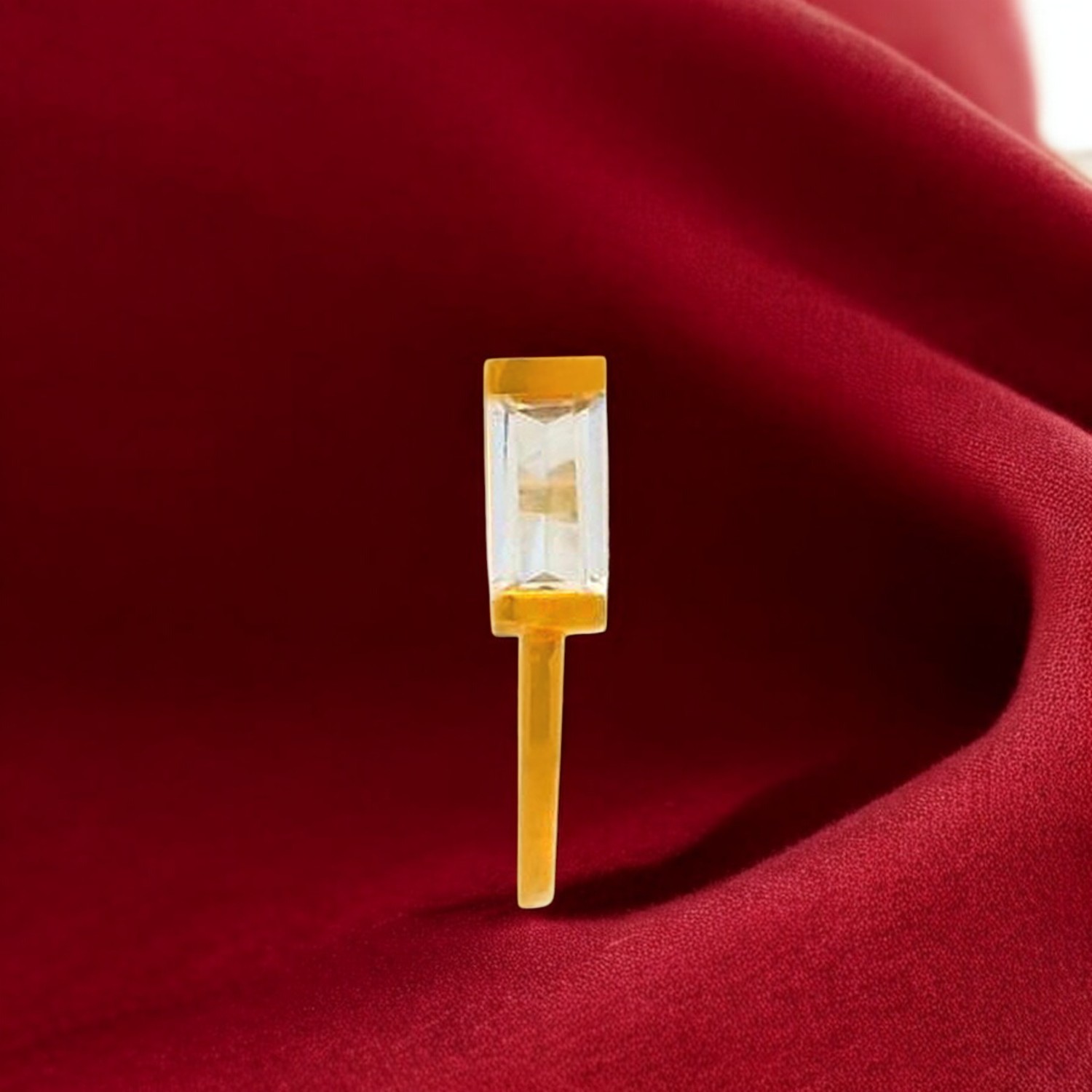 Sleek Baguette White Cubic Zirconia Gold Nose Screw