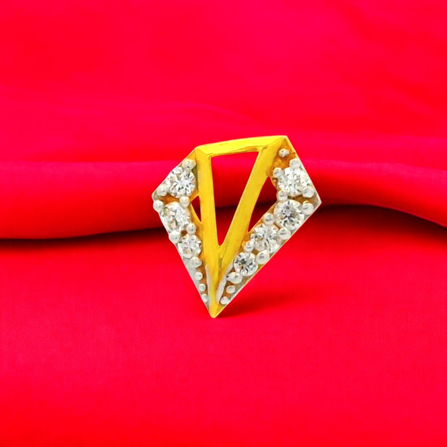 Geometric Sparkle Gold Nose Screw with White Cubic Zirconia