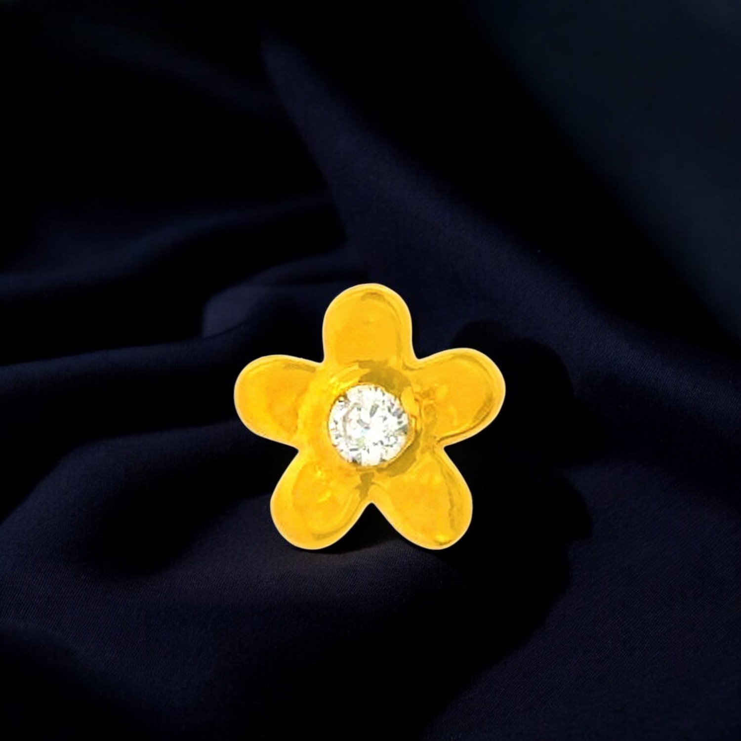 Floral Glow Gold Nose Screw with White Cubic Zirconia