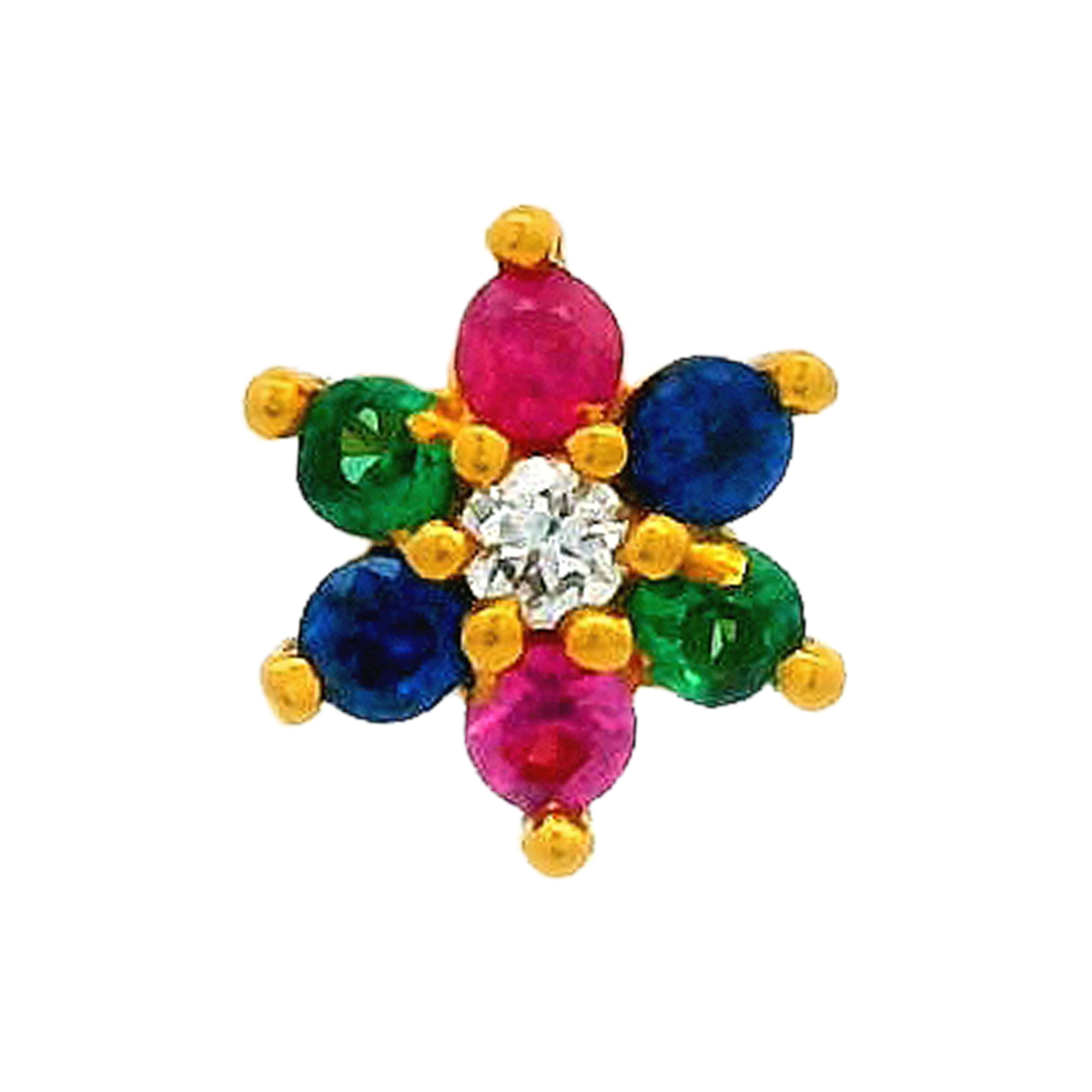 22kt Gold Gemset Nose Screw