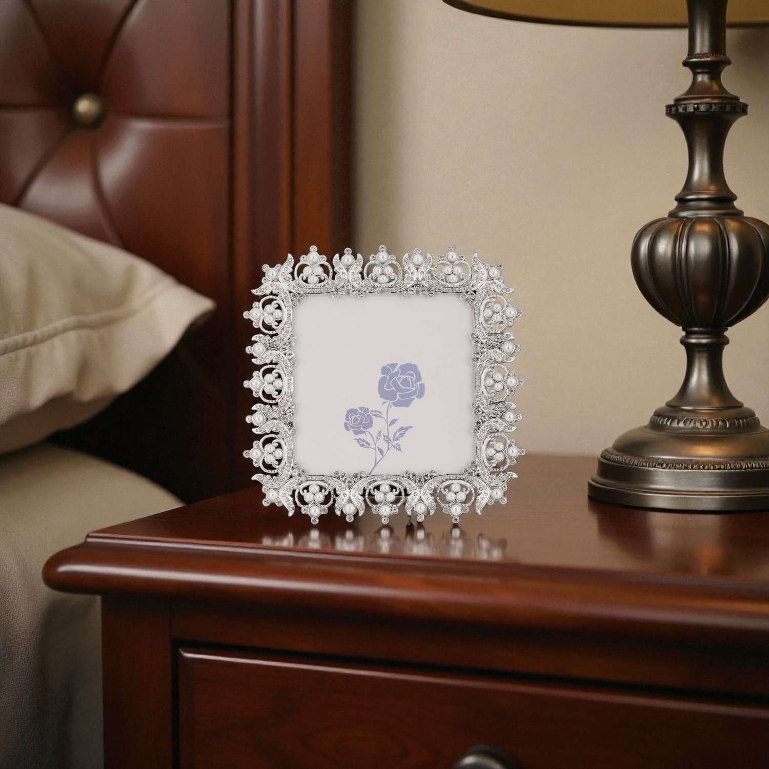 Crystal-Embellished Ornate Photoframe