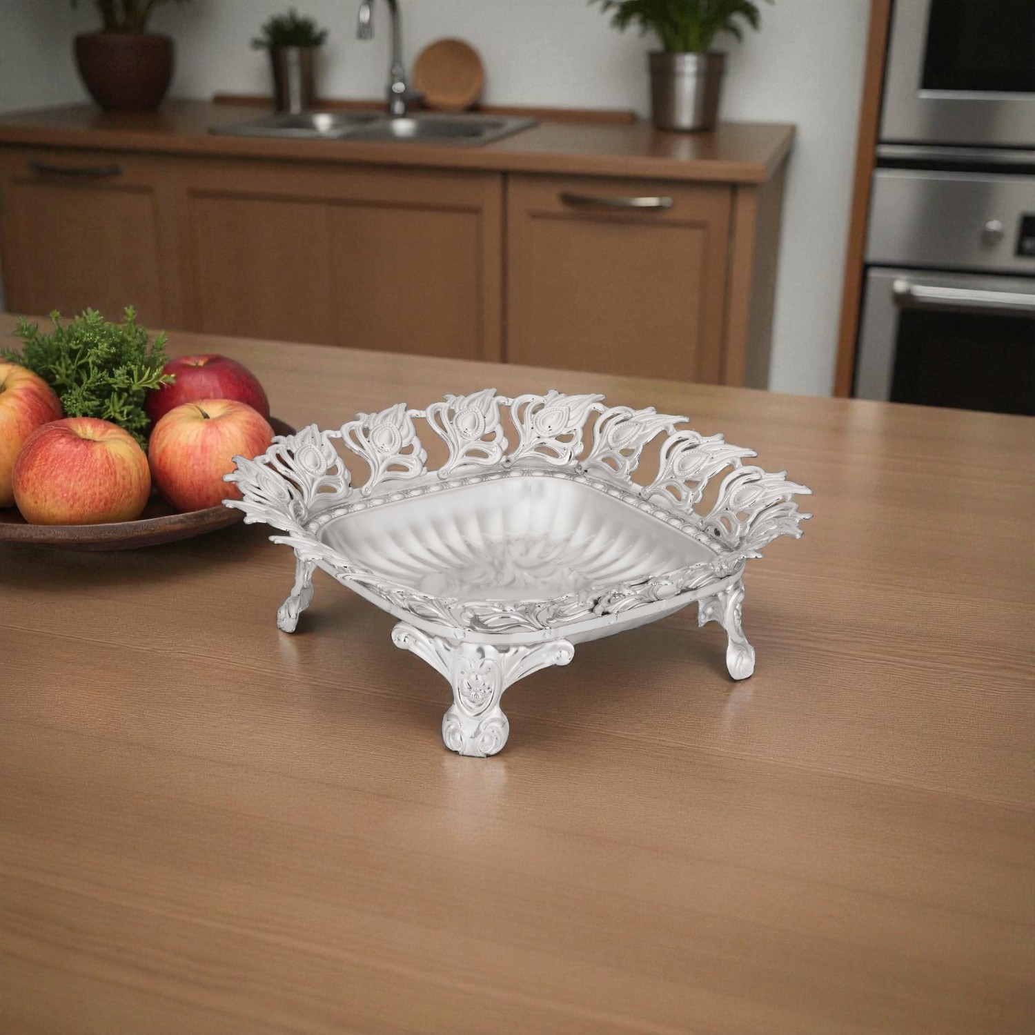 Elegant Leaf Border Decorative Tray