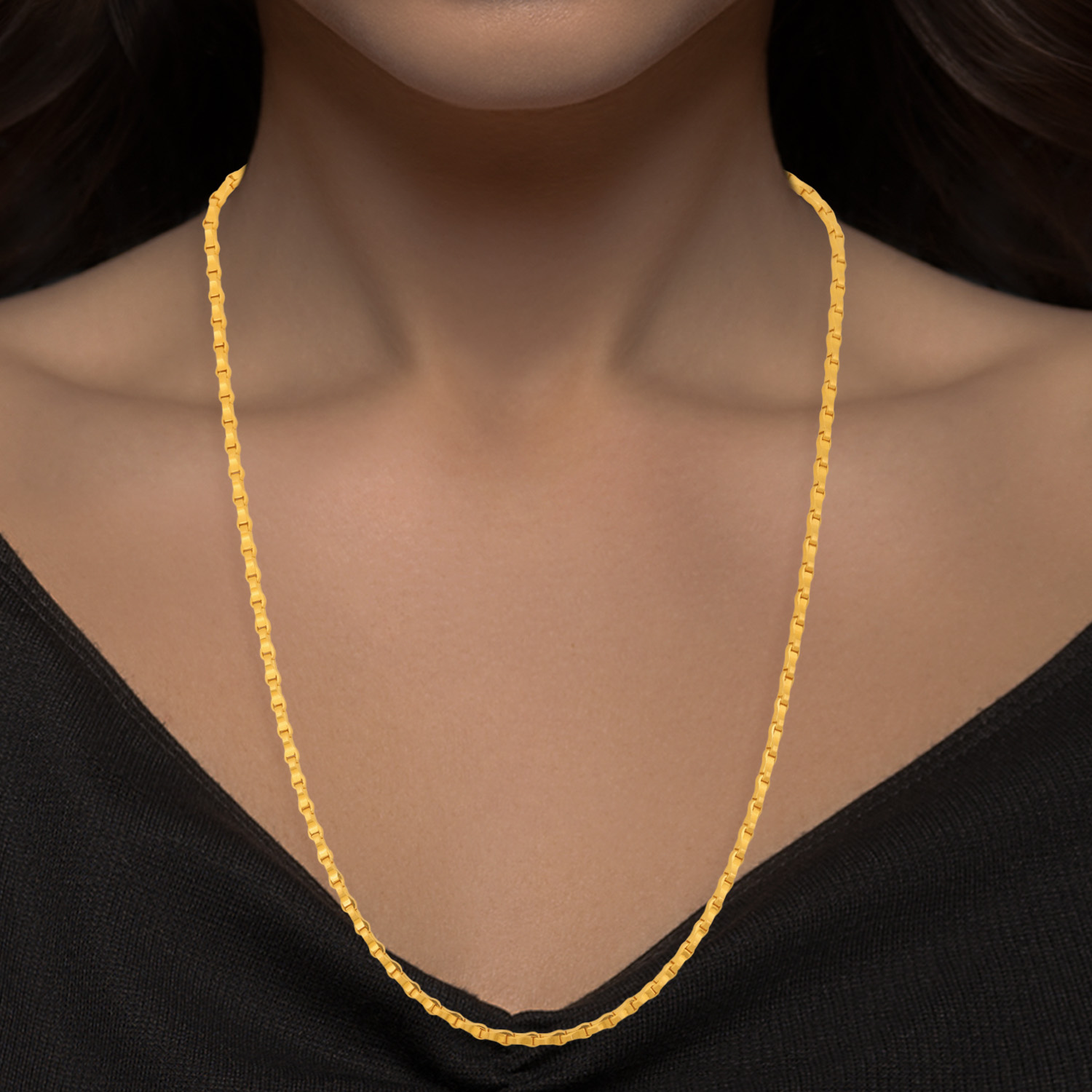 22kt Gold Plain Bulb Motif Chain