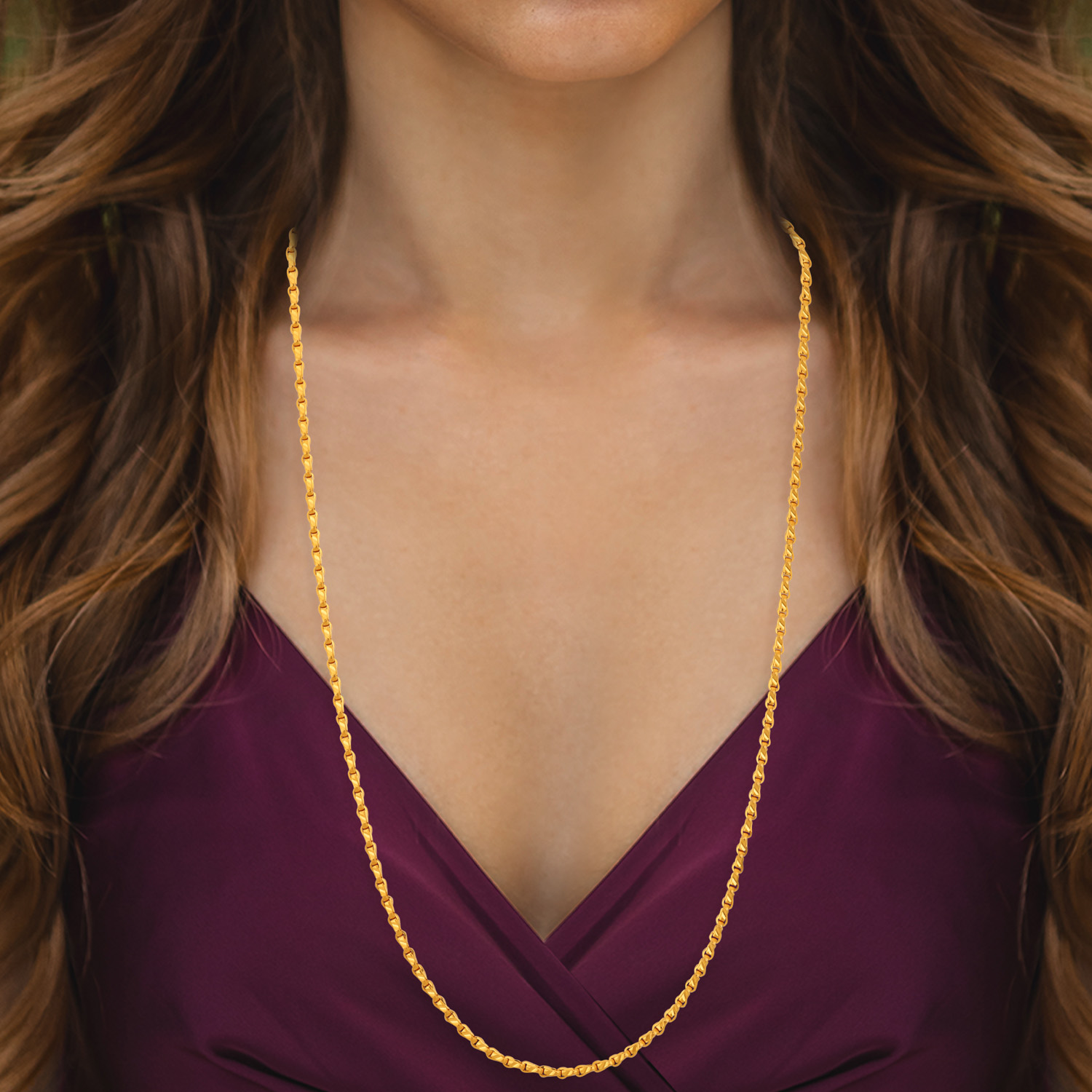 22kt Gold Plain Bulb Motif Chain