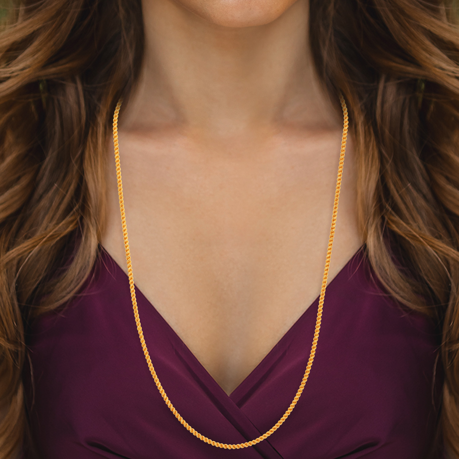 22kt Gold Plain Rope Design Chain