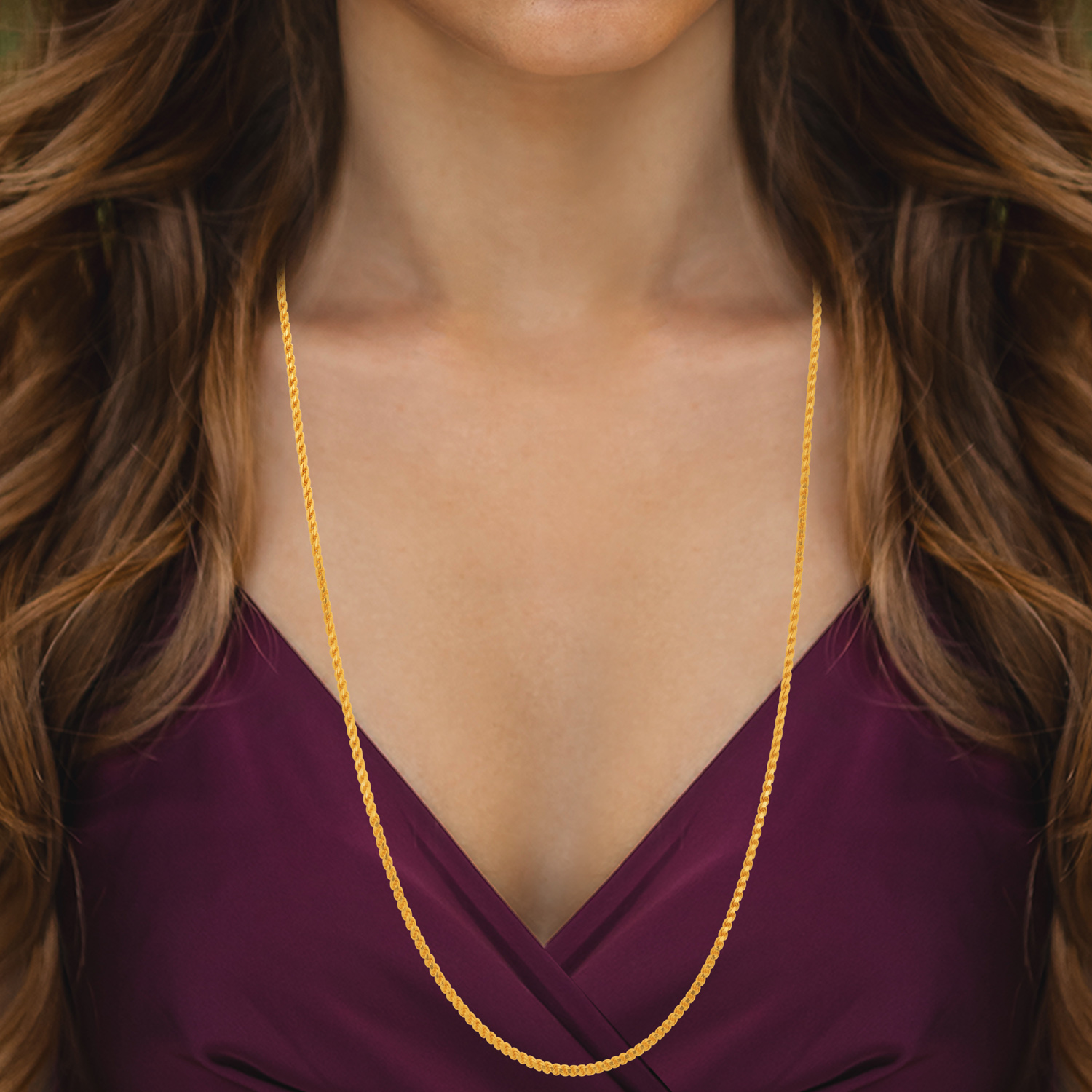 22kt Gold Plain Rope Faceted Chain