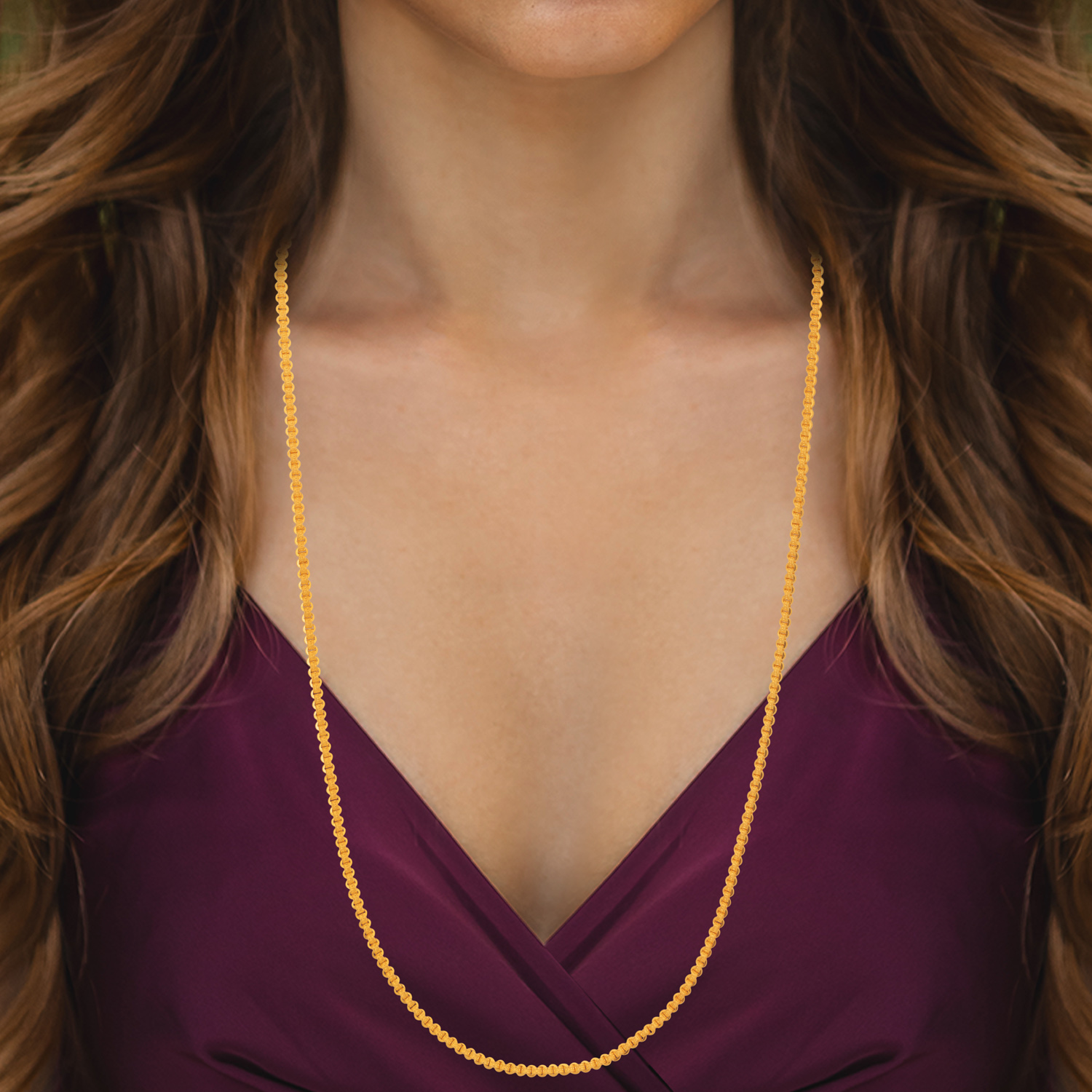 22kt Gold Plain Screw/ Tyre Design Chain