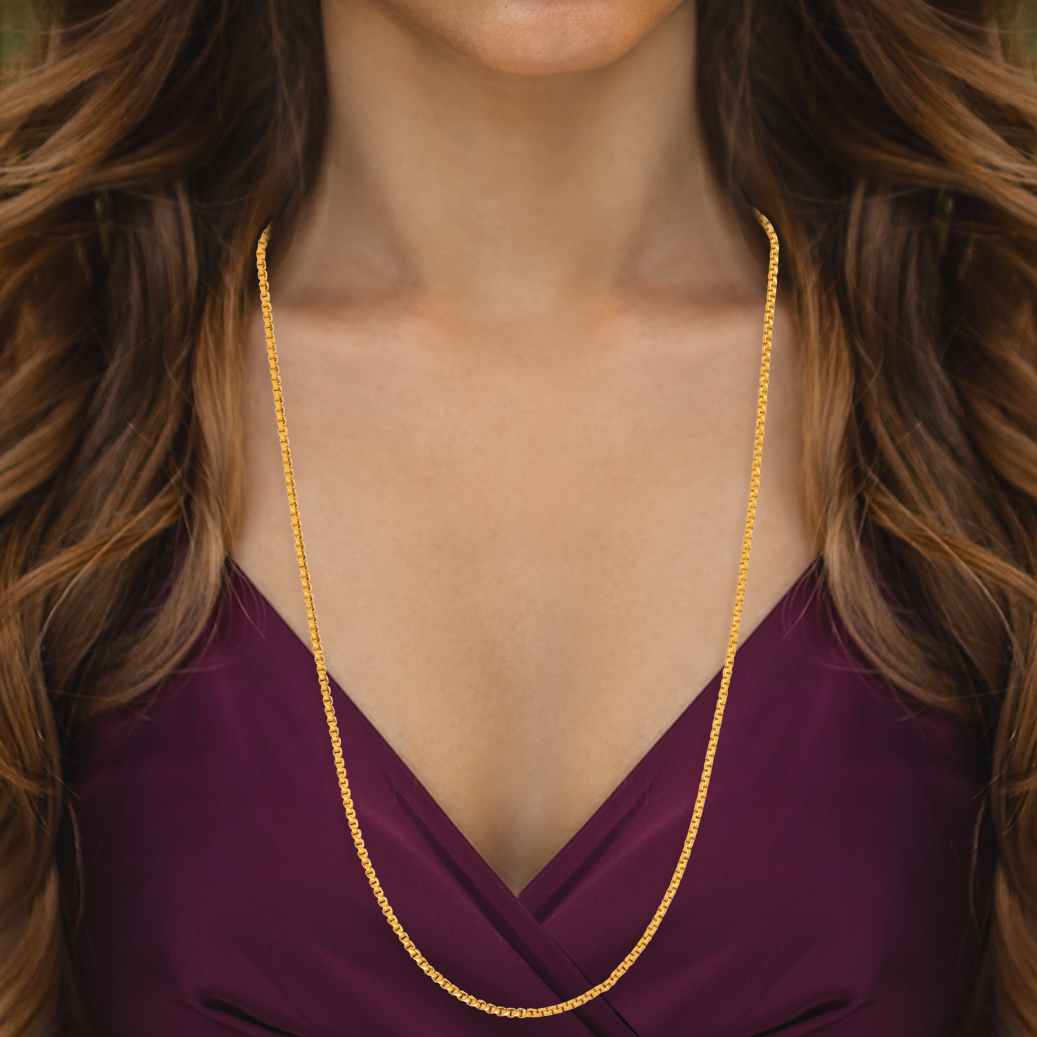 22kt Gold Plain PeaPod Faceted  Chain