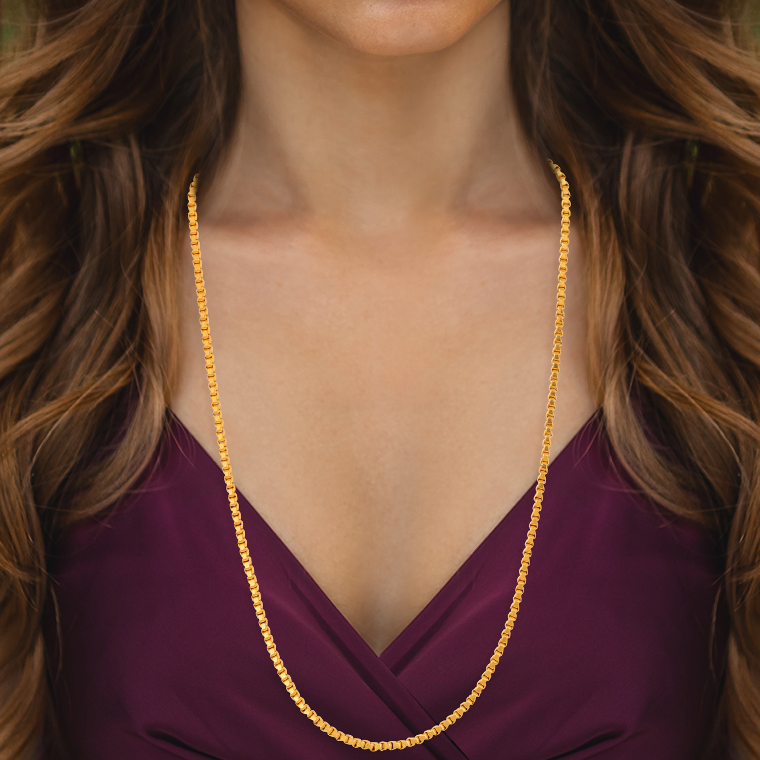 22kt Gold Plain PeaPod Faceted  Chain