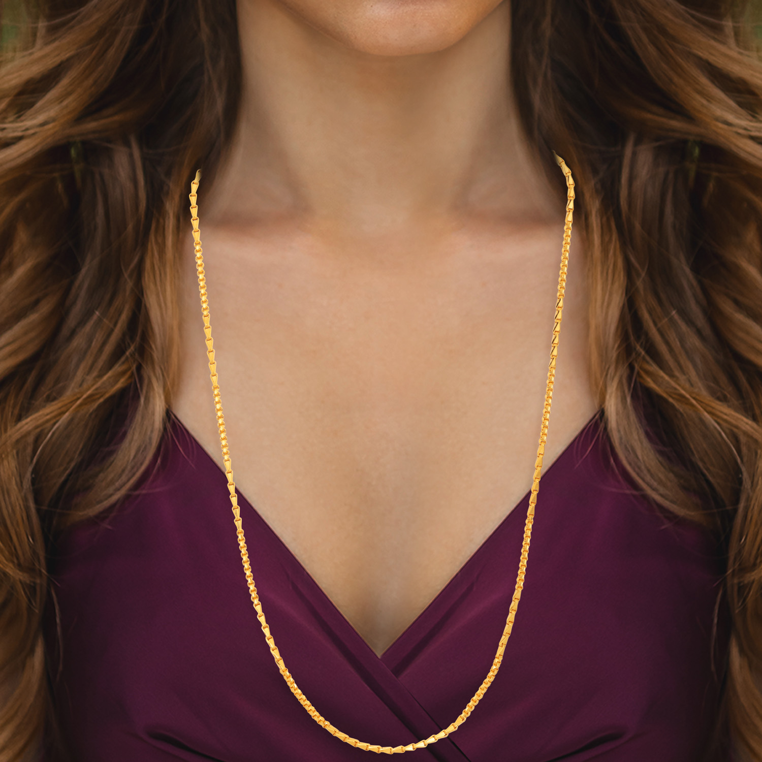 22kt Gold Plain Peapod and Bulb Motif  Chain